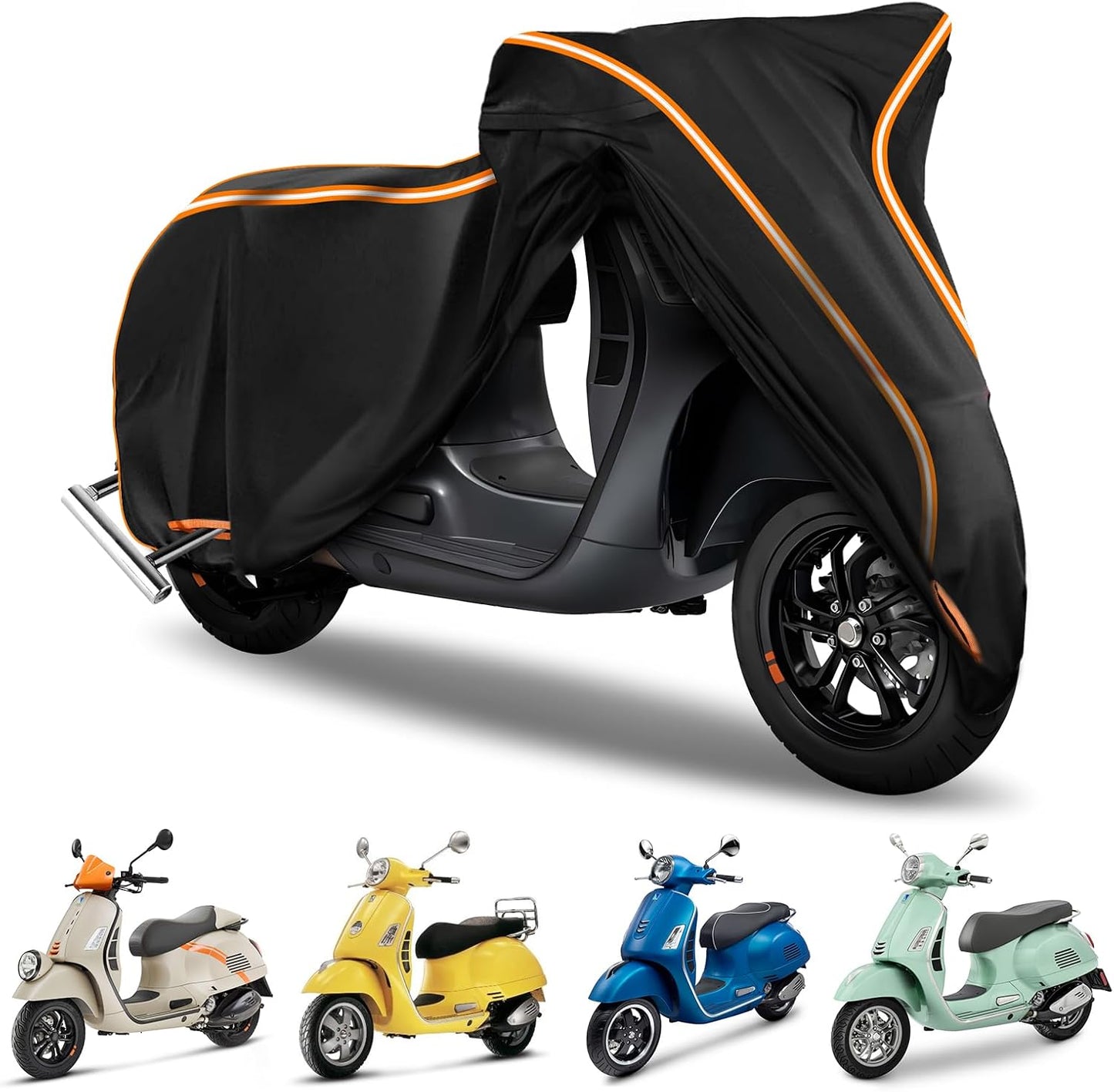 420D Waterproof Motorcycle Cover for Vespa GTV, Vespa GTS (300cc HPE,Super 300cc HPE,Super Sport 300cc HPE,Super TECH 300cc HPE), Outdoor Bike Cover Windproof Heavy Duty Waterproof Protection