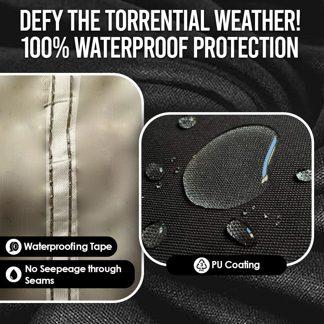 Your Ride! Heavy Duty Motorcycle Cover Waterproof Outdoor 210 Oxford Fabric with Heat Sealed Seams Ultra Waterproof Fits up to 105" All Weather Scooter Cover for Sport Bike with Carry Bag