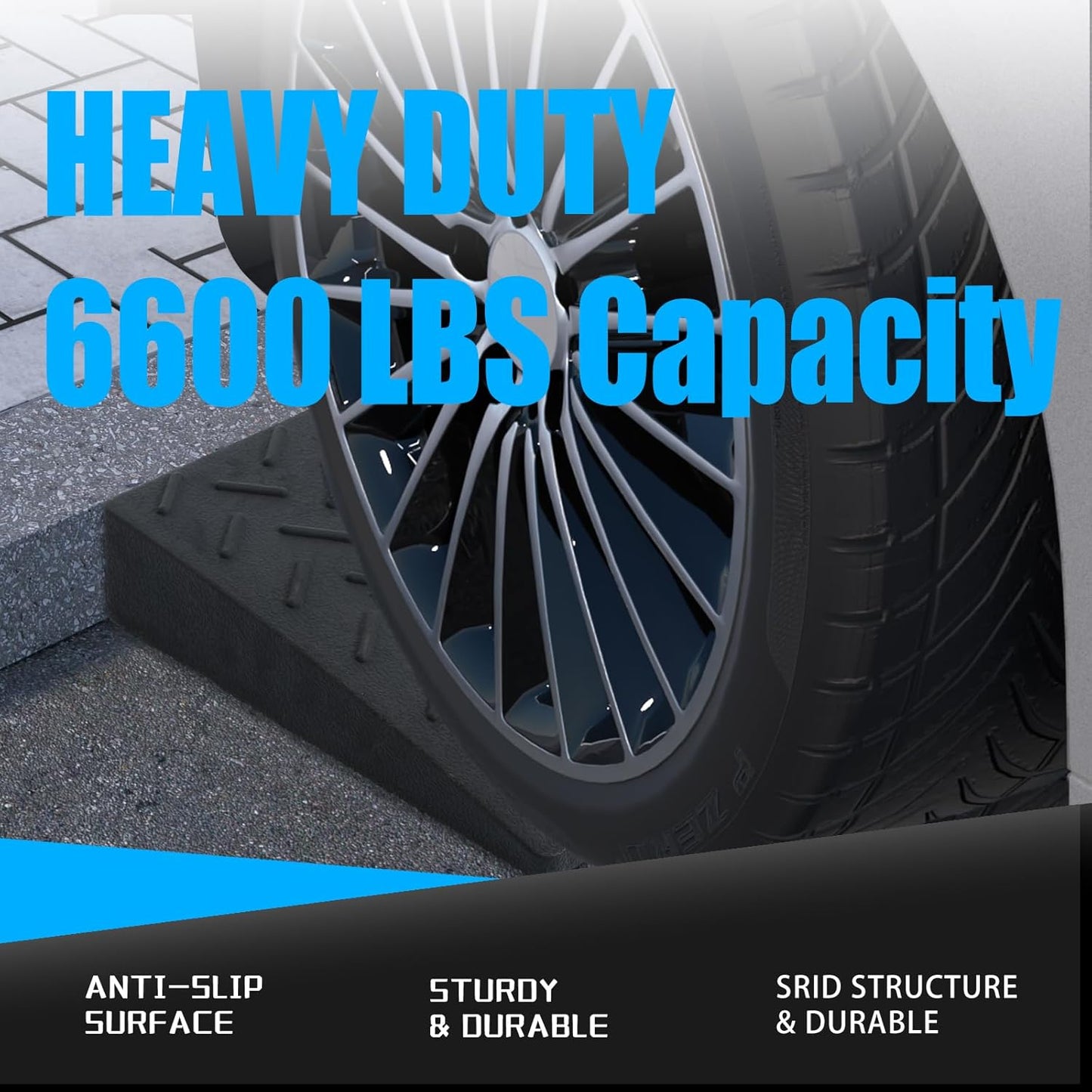 2 Pack 2.4'' Rise Rubber Curb Ramp Heavy Duty Loading Rubber Curb Ramps 3 Tons Driveway Ramp Car Slope Ramp for Loading Dock Bike Vehicle Warehouse Sidewalk Wheelchair (2.4" H)