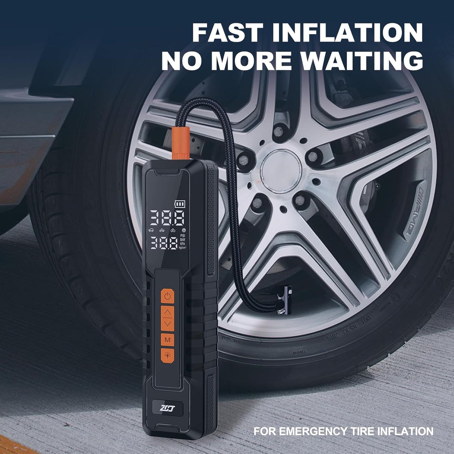 Tire Inflator Portable Air Compressor, Air Pump for Car Tires, Bike Pump, Portable Tire Inflator for Car, Motorcycle, Bicycle, Balls - 150PSI, 6000mAh Battery, LED Light Auto Shut-Off Function