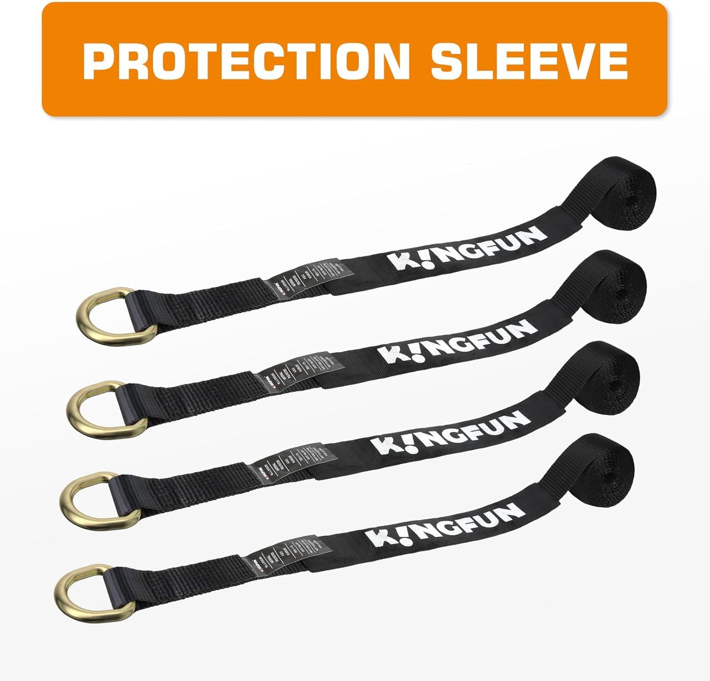 Kingfun Car Tie Down Straps for Trailers 4 Pack– Heavy Duty 2" x 120" Trailer Tire Straps with 3333 lbs Safe Working Load, Over The Wheel Strap for Car Hauler, Truck, UTV, and Utility Trailers