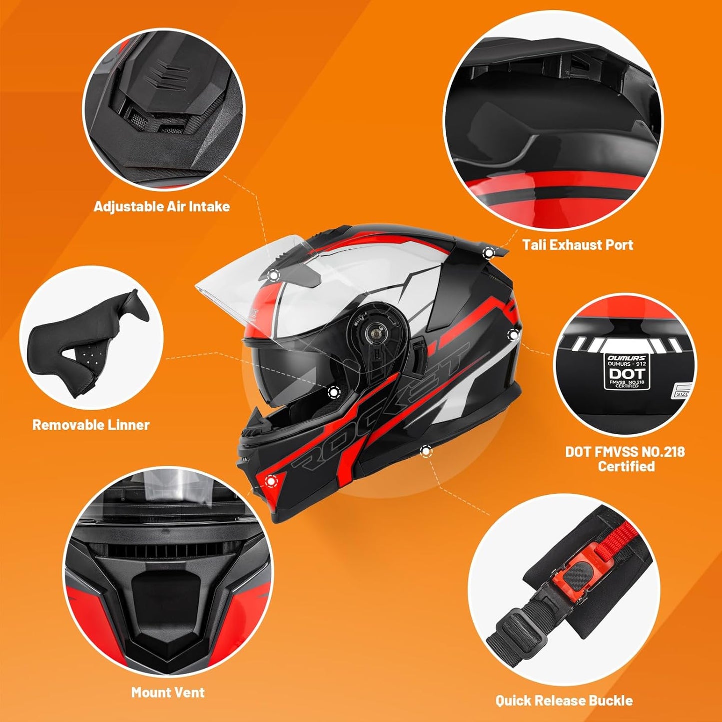 Modular Motorcycle Helmets Full Face Flip up Street Bike Motorcycle Helmet for Unisex Adult Model 912