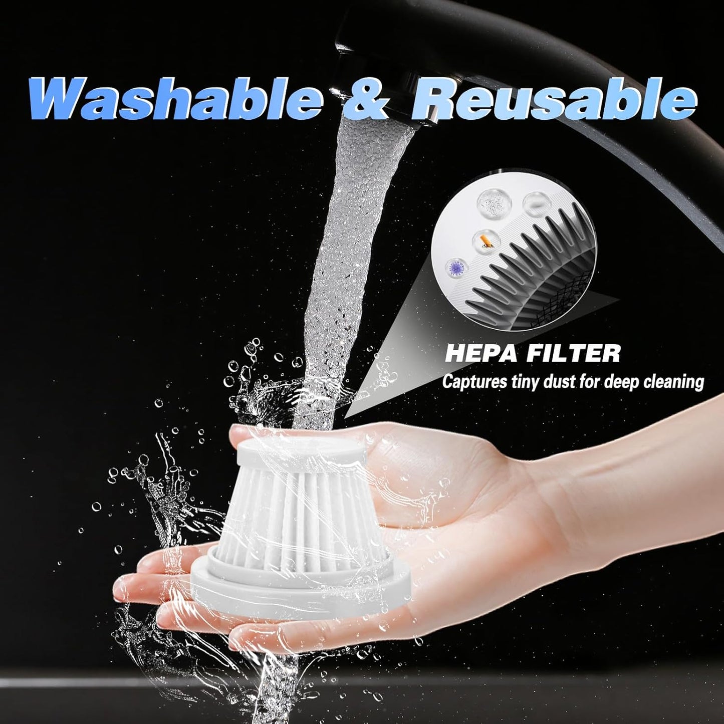 Car Vacuum Portable Cordless, 16000PA Powerful Car Vacuum Cleaner, 7 in 1 Mini Vacuum Handheld Rechargeable, Air Duster, Dual Filter for Cars, Home, Office, Pet