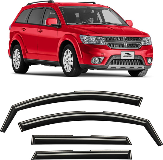 Voron Glass in-Channel Extra Durable Rain Guards for Dodge Journey 2009-2020, Window Deflectors, Vent Window Visors, 4 Pieces - 200480