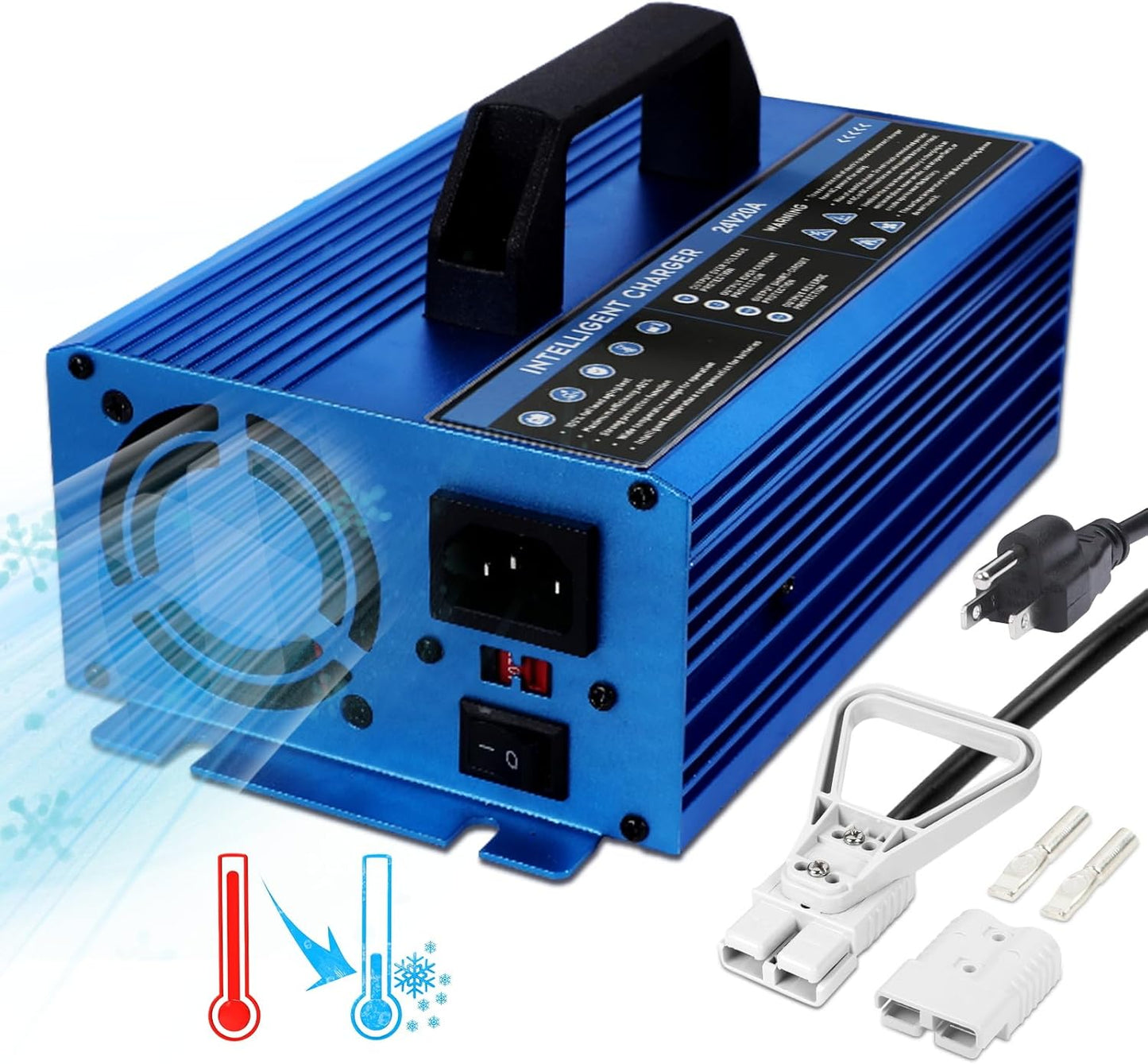 Forklift Battery Charger 24V 30A Automatic Smart Charger, Automotive Battery Charger Fully-Automatic Smart Charger for Forklift Club Car Golf Cart (24V20A)