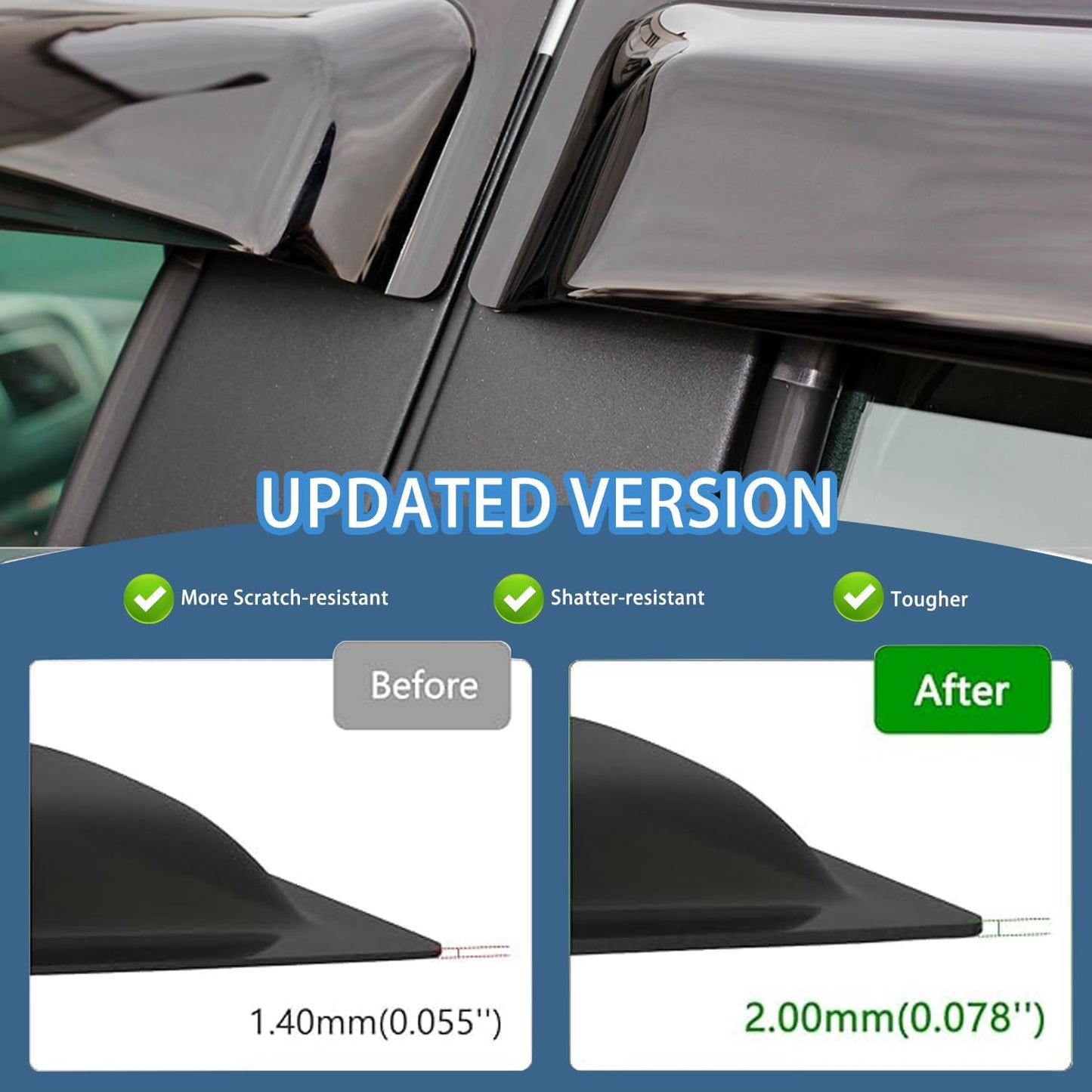 4PCS Rain Guards Window Visors Wind Deflector Fits for Honda Civic 2016-2021 10th 4-Door Sedan, 94682, Outside Mount Vent Shade Shield, 2016 2017 2018 2019 2020 2021