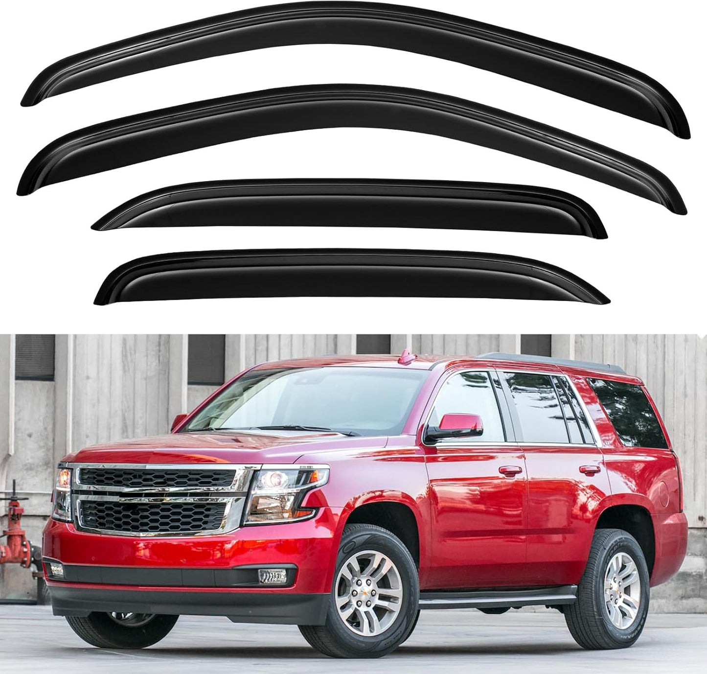 Window Visors Rain Guards for 2007-2014 Chevy Tahoe/GMC Yukon, Out-Channel Window Vent Wind Deflectors Visors Shades for 07-14 Tahoe/Yukon