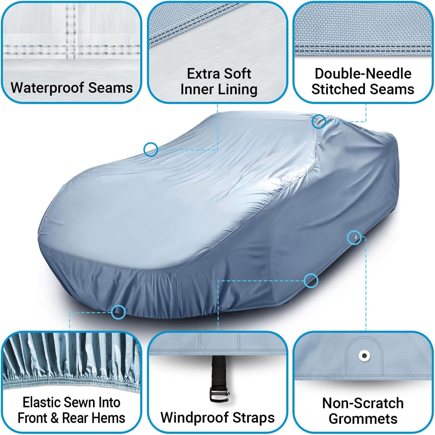 iCarCover Premium Car Cover for 1955-1957 Chevy Nomad Wagon Heavy Duty Waterproof All Weather Automobiles Custom Fit Indoor Outdoor UV Snow Protection Covers with Straps and Bag