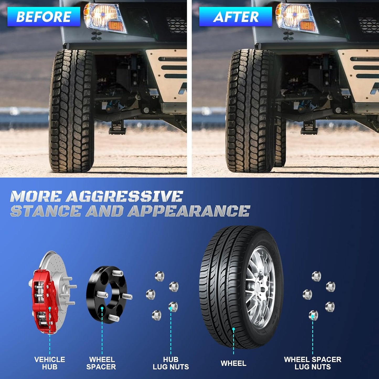 HHCSOP 4x4 Golf Cart Wheel Spacers, 1.5 inch ATV Wheel Adapters for EZ GO EZGO Club Car, 4PCS 4x101.6mm Wheel Spacer Hub Bore 62mm with 1/2" x20 Studs - Black