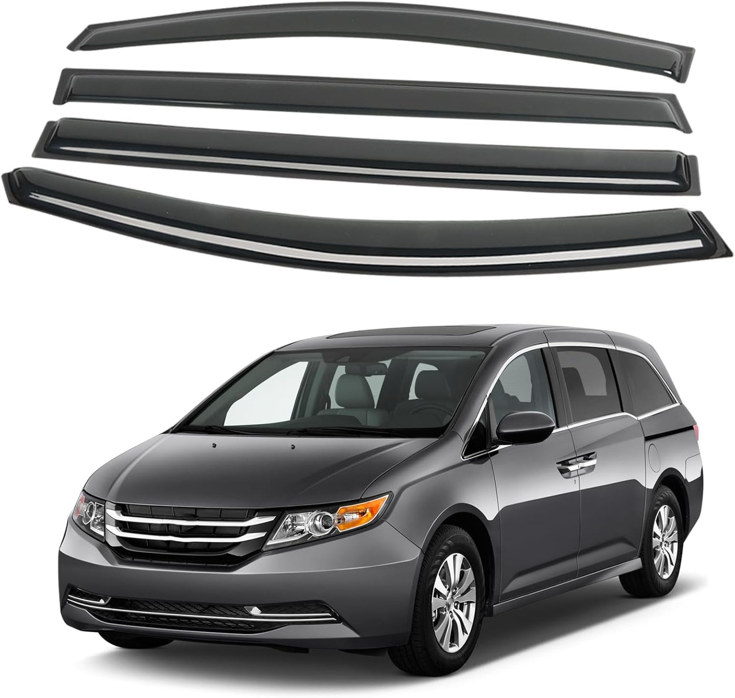 4PCS Rain Guards Fit for Honda Odyssey 2011-2017, Durable Front & Rear Window Visors Wind Deflector, Outside Mount Vent Shade Shield 2011 2012 2013 2014 2015 2016 2017
