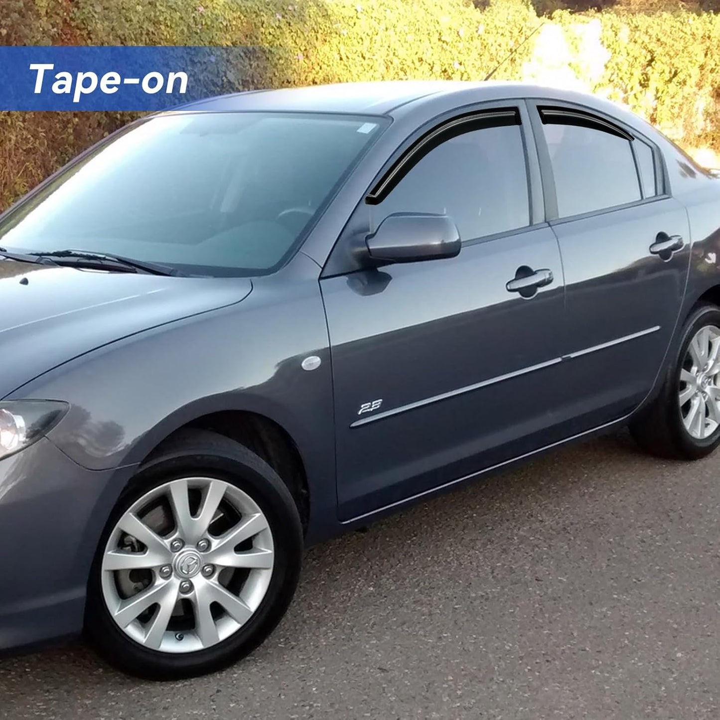 Window Visors Rain Guards Shield for 2004-2009 Mazda 3 Sedan, Out-Channel Window Vent Wind Deflectors Visors Shades for 04-09 Mazda 3 (Not for Mazda 3 Hatchback)