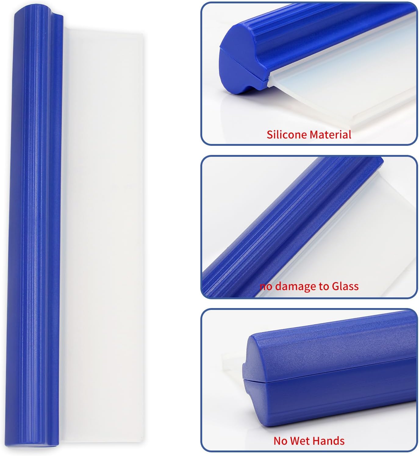 2 Pack 12inch car Squeegee,Silicone Squeegee,car Window Squeegee,Flexible T-Bar Water Blade for Car for Car Or Home Use,Washing,Wiping Glass, Mirror,Shower Doors,Blue