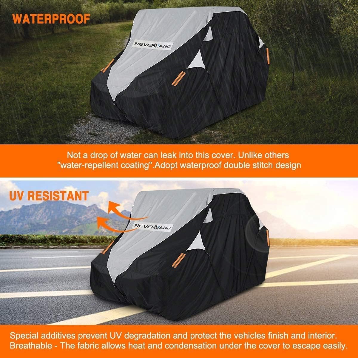 Neverland UTV Cover Waterproof 300D Heavy Duty 2-3 Seater/4-6 Seater 4 Door Side by Side Covers All Weather Protection Compatible with Polaris RZR Can-Am Maverick Defender Kawasaki