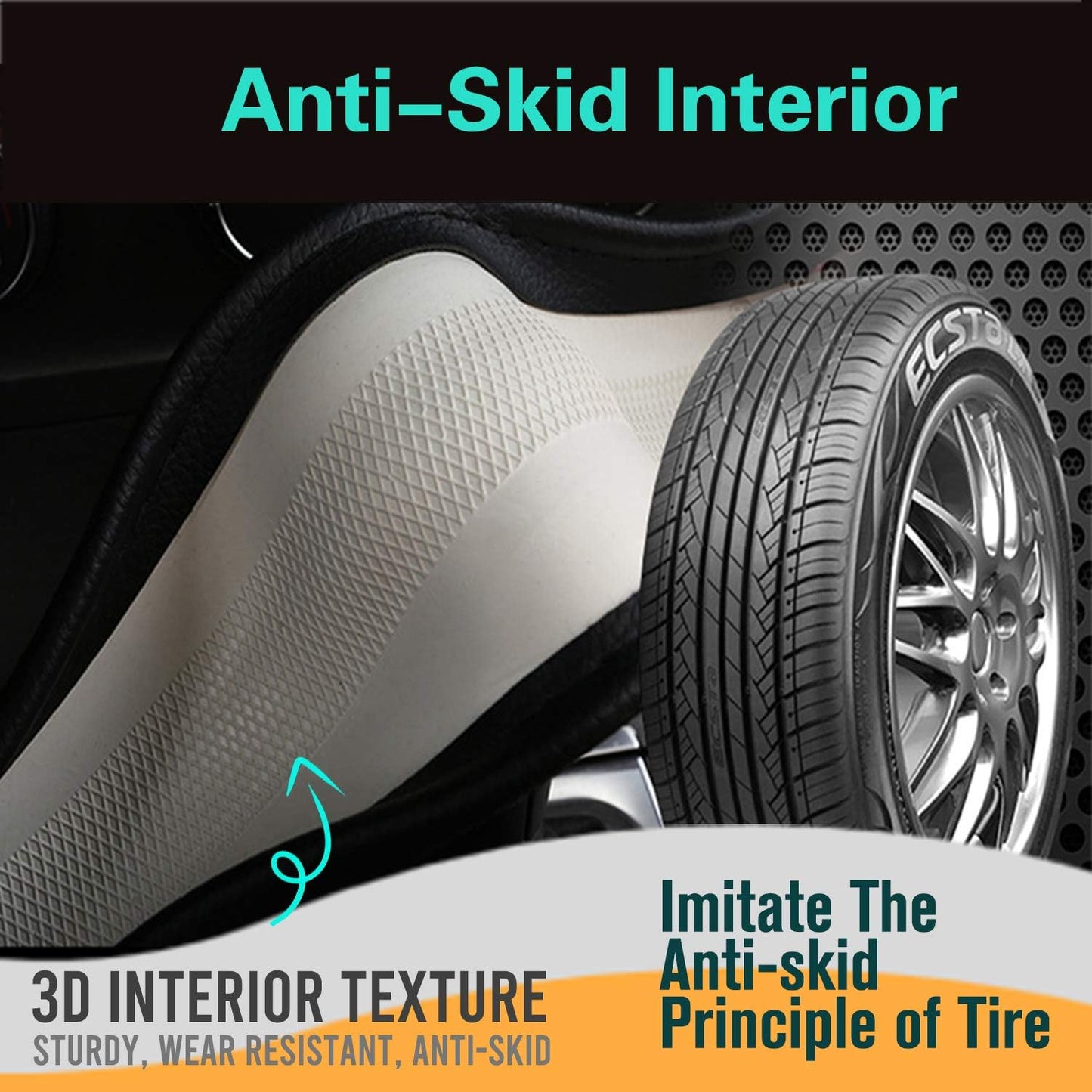 PINCTROT D Shaped 14 Inch Small Sized Steering Wheel Cover Great Grip with 3D Honeycomb Anti-Slip Design, Flat Bottom 14 Inch (Wine Red)