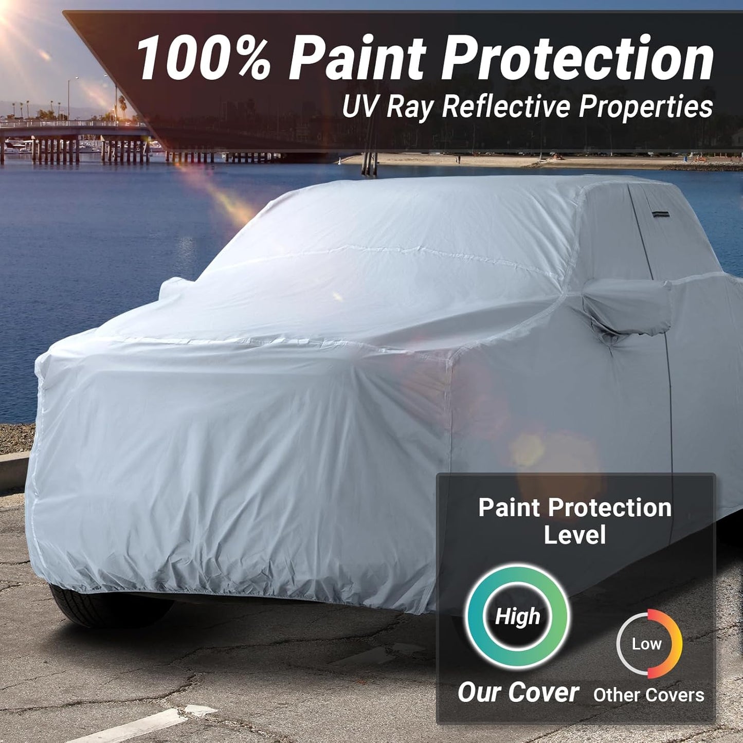 iCarCover Fits 2005-2010 Dakota Crew/Quad Cab, 5.4 ft Short Bed Dodge Truck Cover Automobiles Form-Fit Padded Full Exterior Waterproof Automobiles Protection Covers