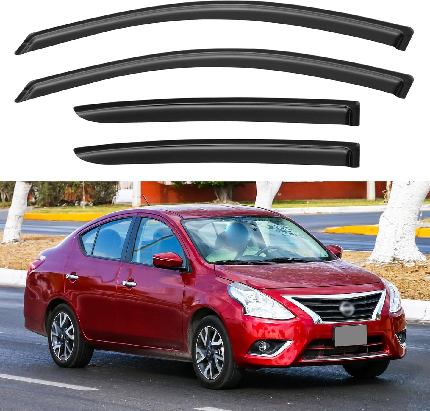 Window Visors Rain Guards Shield for 2012-2019 Nissan Versa Sedan, Out-Channel Window Vent Wind Deflectors Visors Shades for 12-19 Nissan Versa