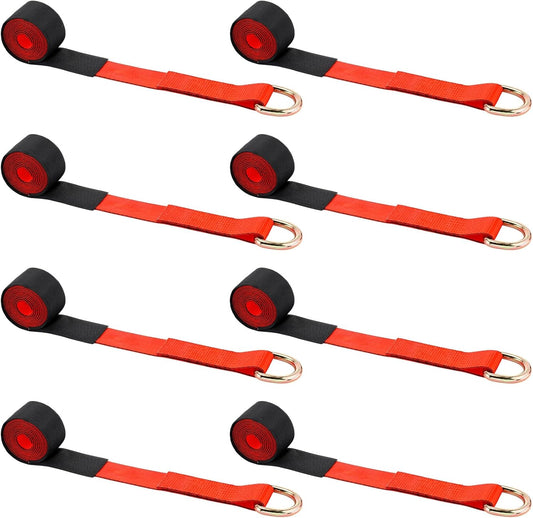 8Pack 2'' X 8ft Tow Truck Straps Lasso Wheel Lift Straps Lasso Tow Strap with D Ring 11, 000 Lbs Break Strength Auto Tie Down Auto Hauler for Trailer Truck Tie