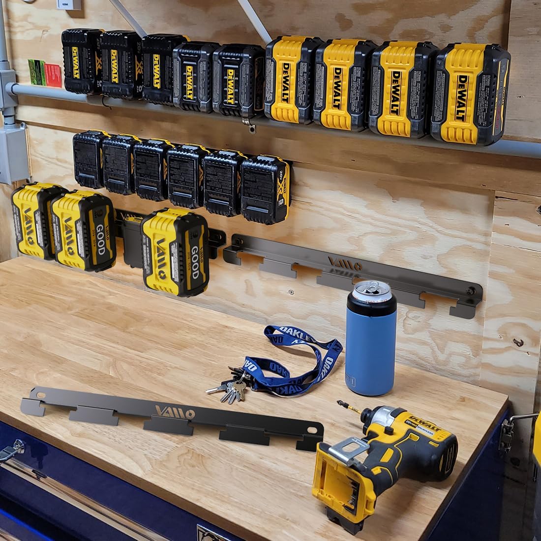 VAIIO Battery Rack Holder 20V 60V 12V, Wrought Iron Heavy Duty Thickened Batteries Slots, Stealth Battery Wall Mount Organizer Garage Storage,Workshops,Shelves