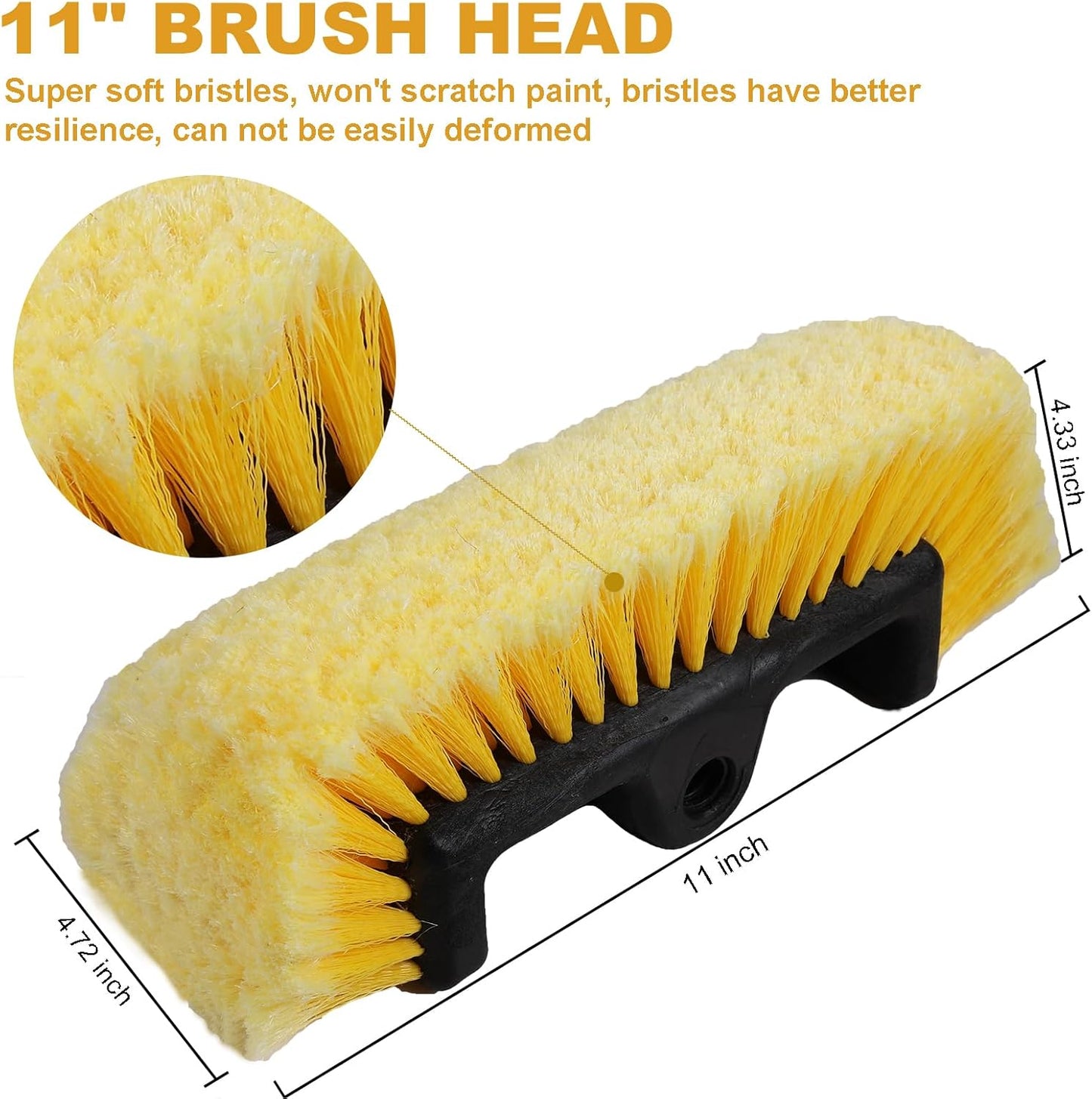 Car Wash Brush with Long Handle for Car Truck Boat Washing (Yellow, 69 inch)