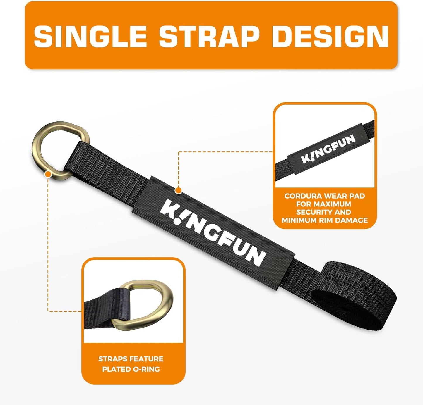 Kingfun Car Tie Down Straps for Trailers with Snap Hooks 4 Pack - 2" X 120" Tire Straps for A Car Trailer, 10,000lbs Break Strength Heavy Duty Ratchet Straps for Truck, Cars,Trailer & More