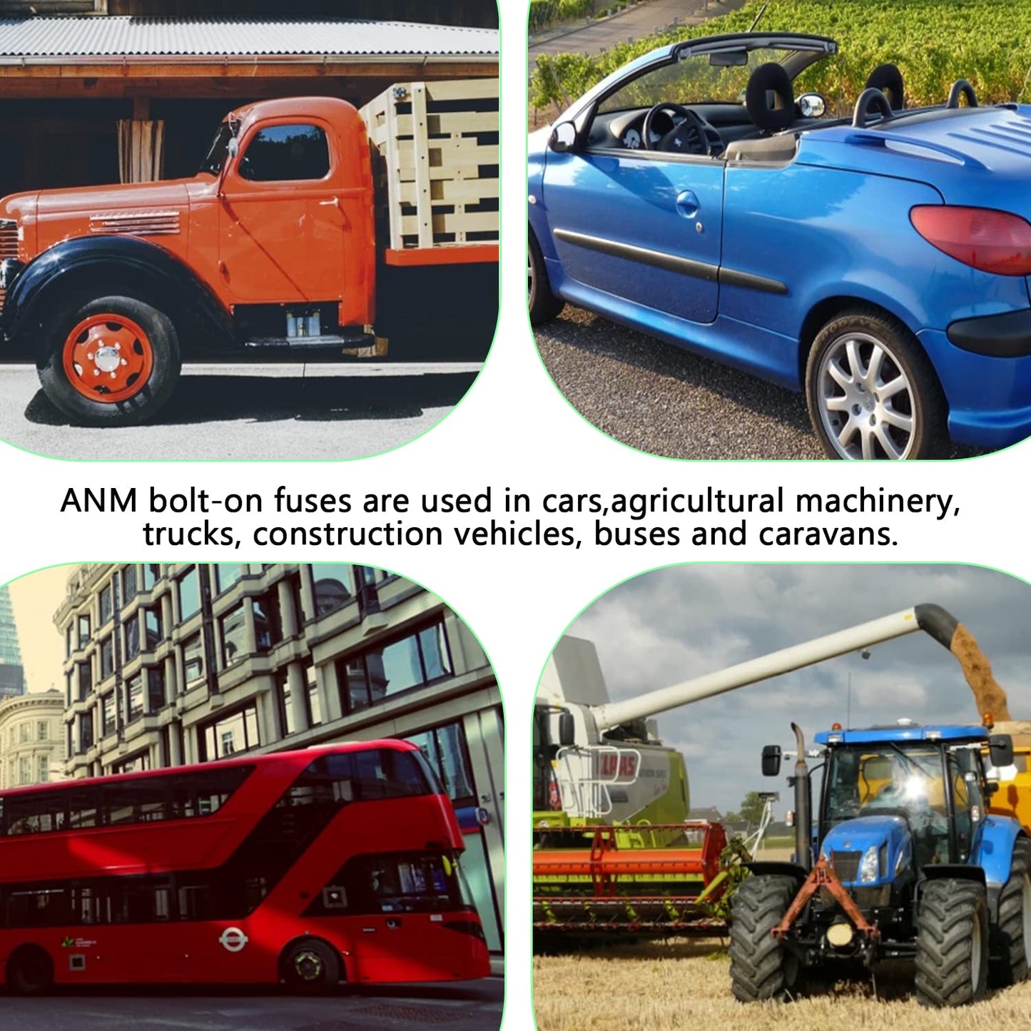 450A MEGA High Current Fuse - 450 Amp Bolt-on Fuse for Cars, Trucks, Construction Vehicles, Buses, Caravans (2 Pcs)