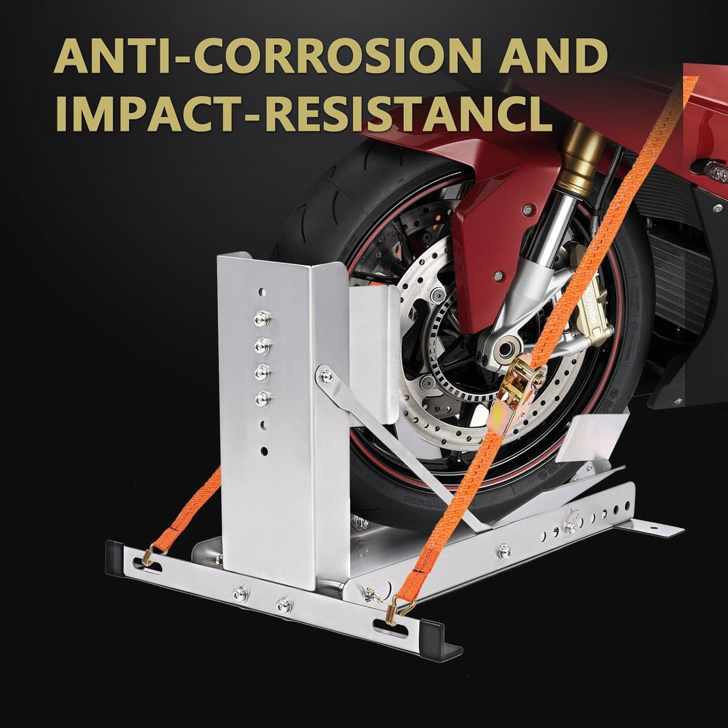 CXRCY Motorcycle Wheel Chock Stand,Anti-Rust Stainless Steel Motorcycle/Trailer Stop,3300LBS Load Capacity