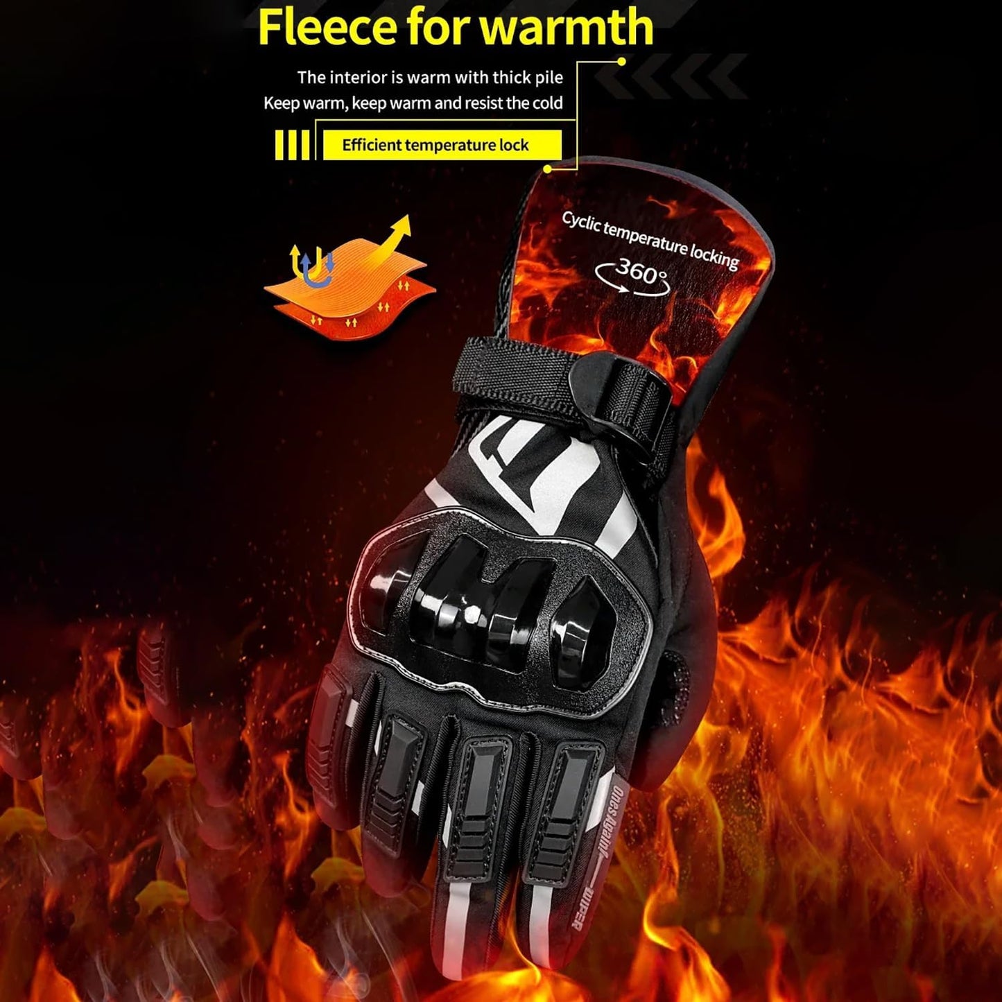 Motorcycle Gloves, Waterproof, Touch Screen, Men's Winter Gloves, ATV, UTV, Snowmobile, Skiing, Riding