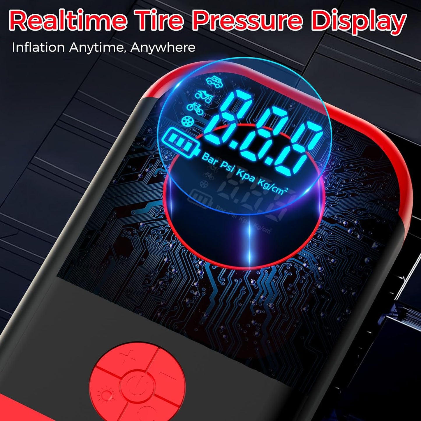 Tire Inflator Portable Air Compressor, 5X Faster Inflation 150PSI＆20000mAh Battery Air Pump, Tire Pressure Gauge, 12V Car Power Adapter for Car Motorcycle Balls Bike Pump