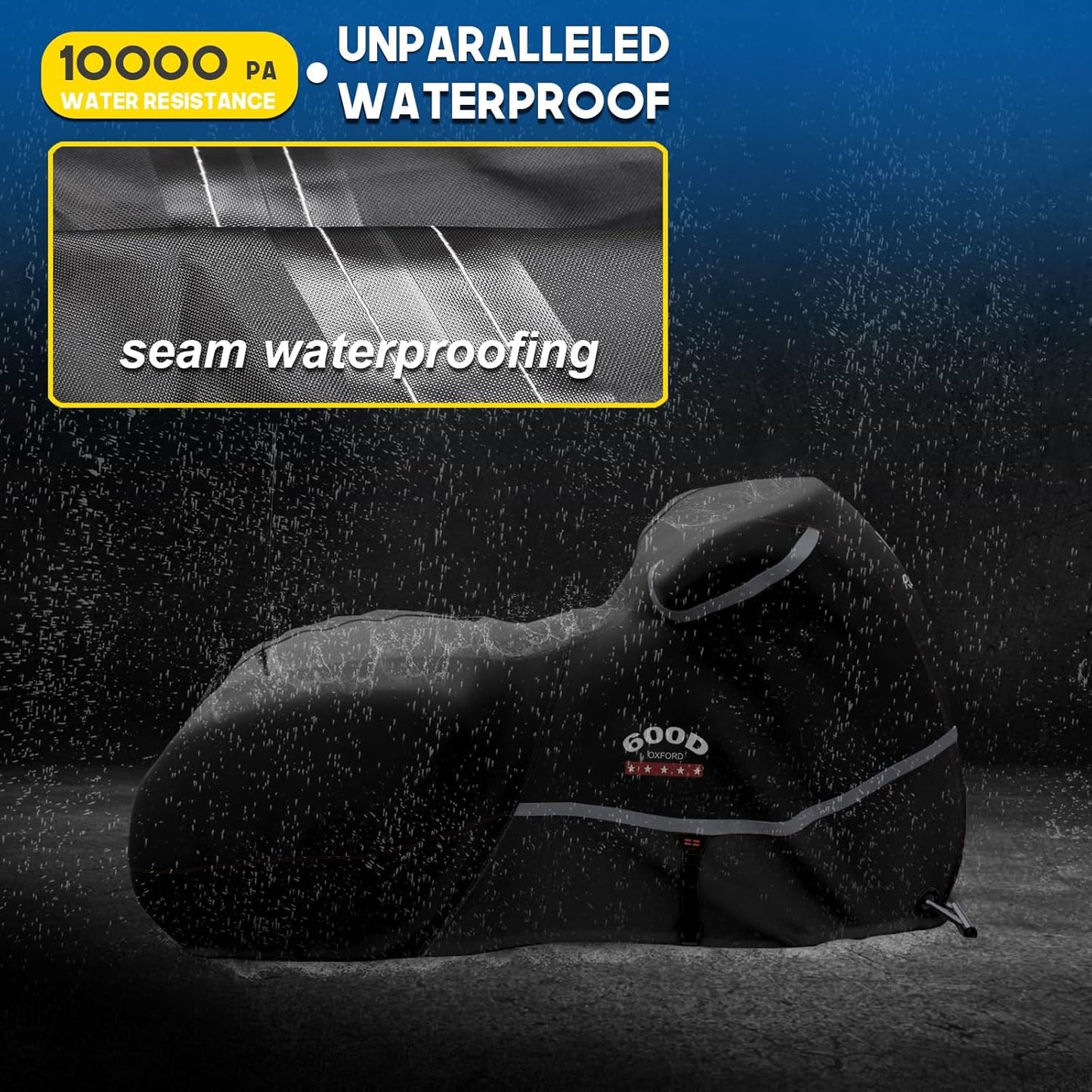 Rosefray Motorcycle Cover 600D Waterproof for Touring Models Harley Davidson Road King,Road Glide,Street Glide, Electra Glide,Low Rider-ST Indoor & Outdoor Storage Black