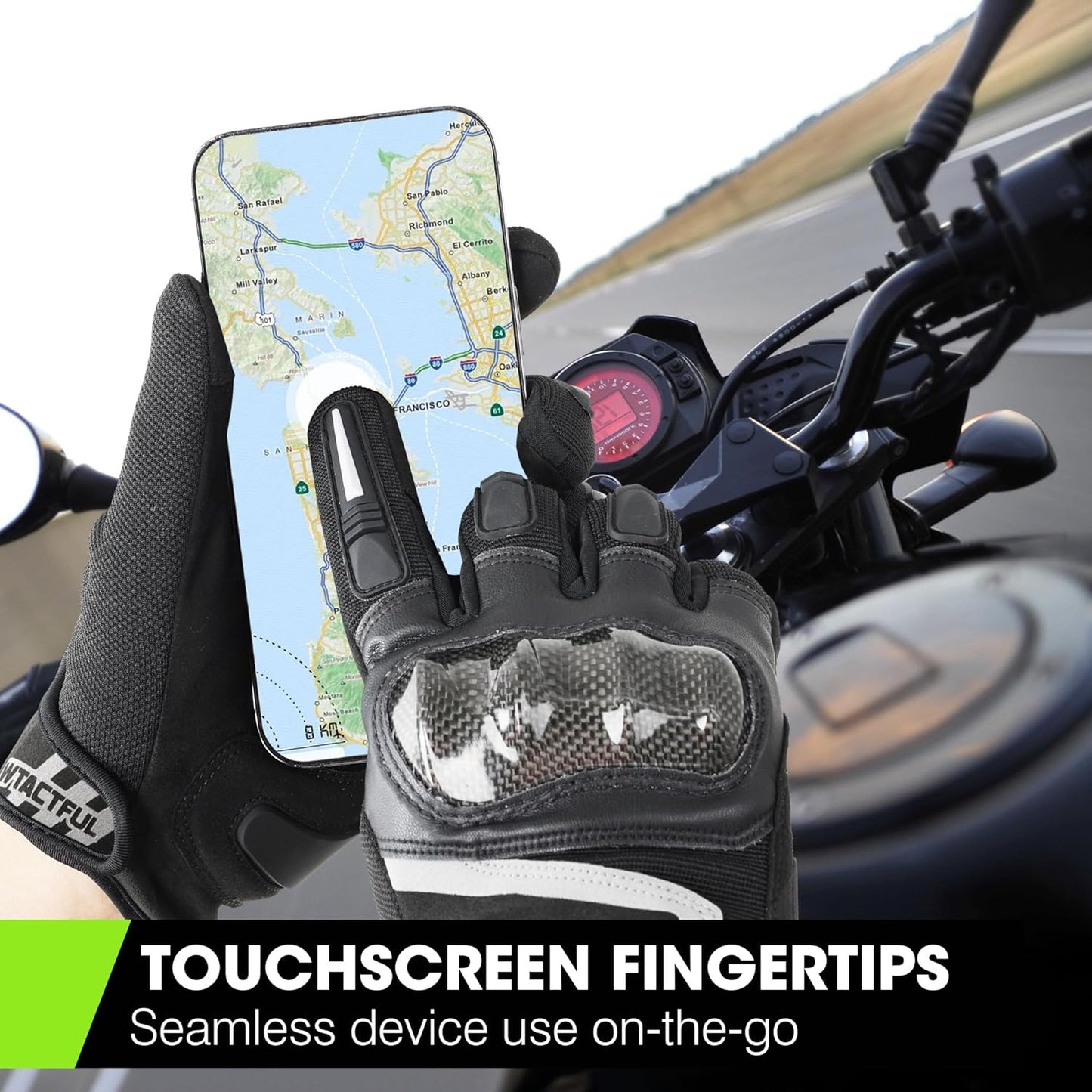 WTACTFUL Lightweight Motorcycle Gloves for Men, Touchscreen Summer Breathable Gloves for Motocross Casual Riding