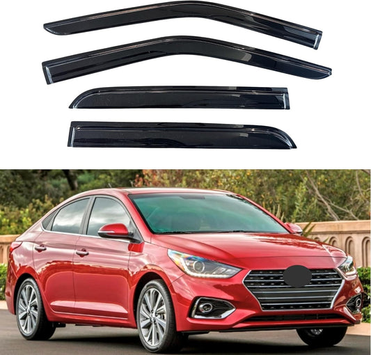 KPY Window Visor Compatible with Hyundai Accent 2018-2023, 4PC Rain Guard Side Window Vent Deflectors Tape-On Mugen Style, 2018 2019 2020 2021 2022 2023