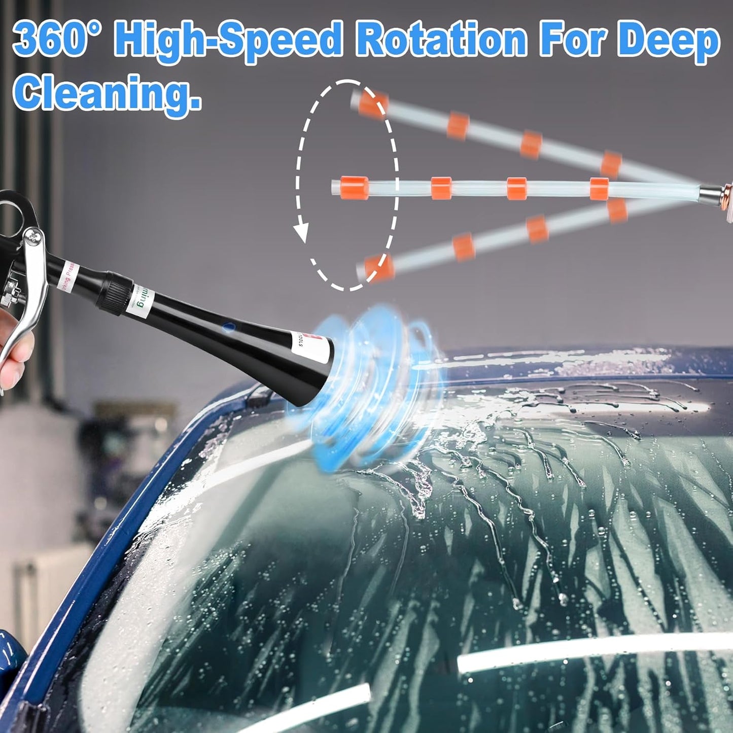 Air Blow Gun Car Detailing Dry Cleaning Gun with Tapered Nozzle High Pressure Cleaning Tool, Dryer Blower for Car Surfaces Quickly Blasts Dust, Works with Air Compressor, Black