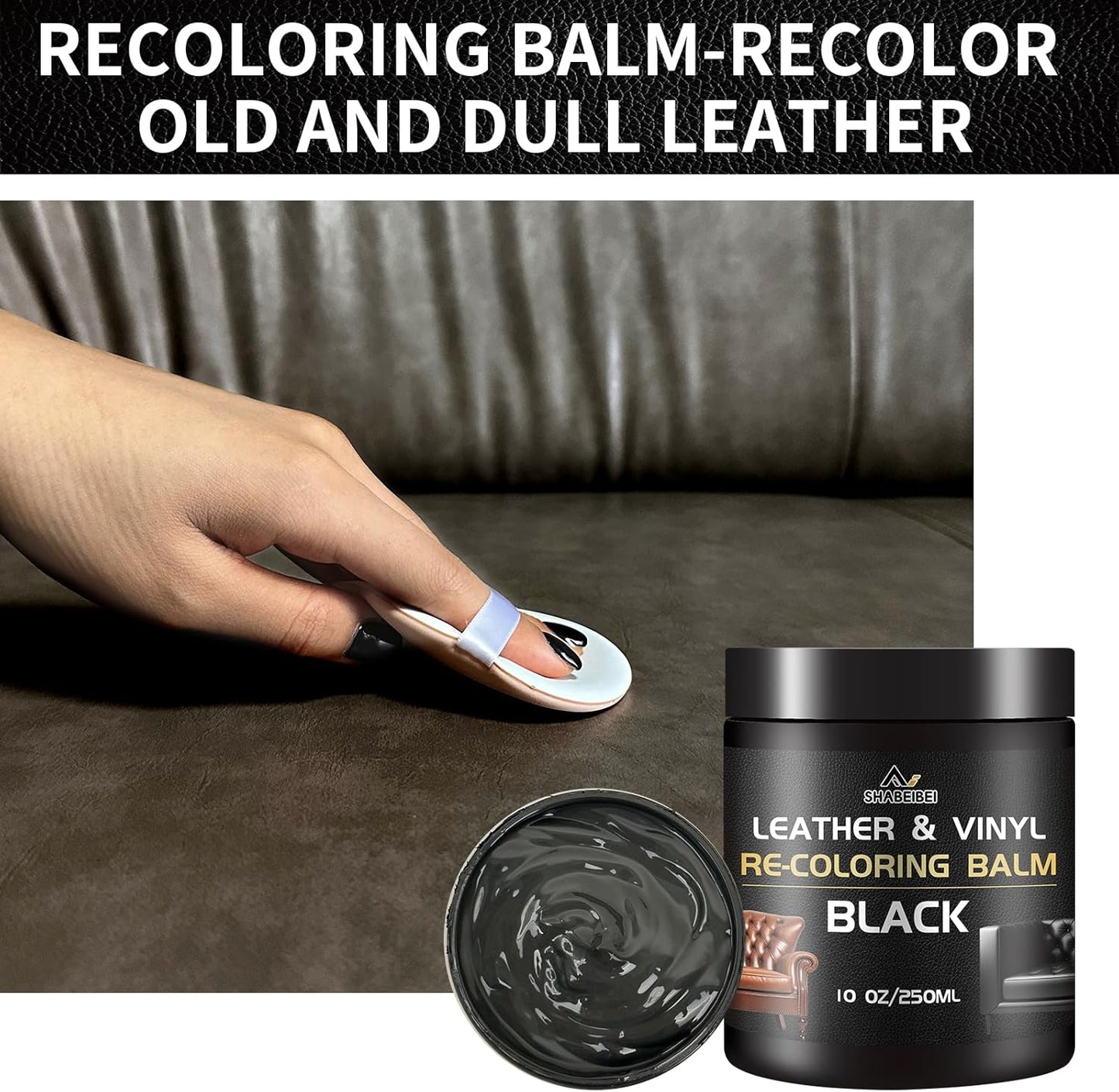 Leather Repair Kit Recoloring Balm Cleaner Conditioner Waterproof Beeswax Oil for Car Seat Furniture Couch Shoe Leather Vinyl(Beige)