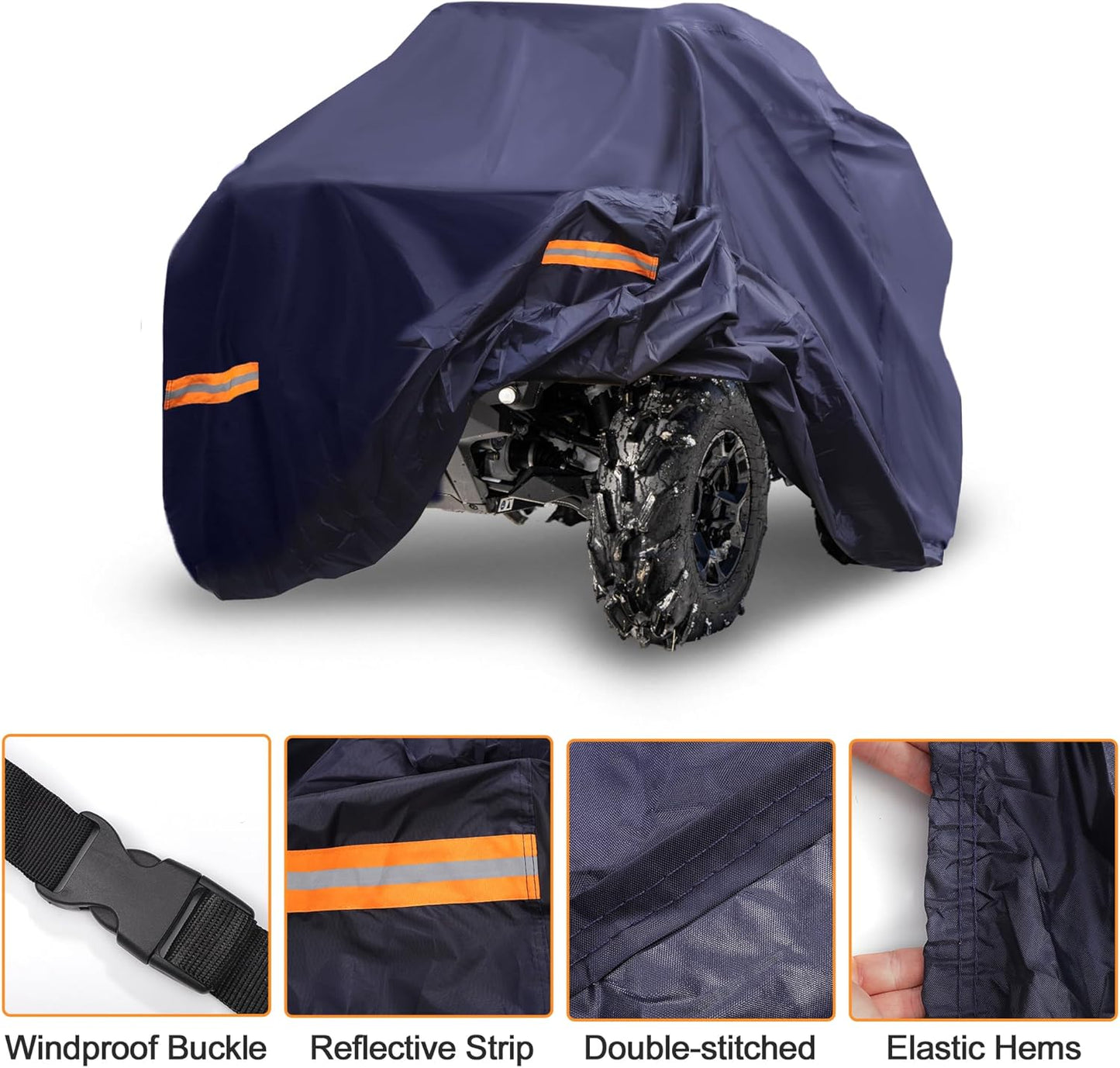 X AUTOHAUX ATV Cover for Can-am Outlander MAX XT DPS/XT-P 4 Wheelers Quad Cover for Can-am Outlander MAX Limited Sun Rain Storage Protection 210D-PU Navy Blue 245x122x135cm