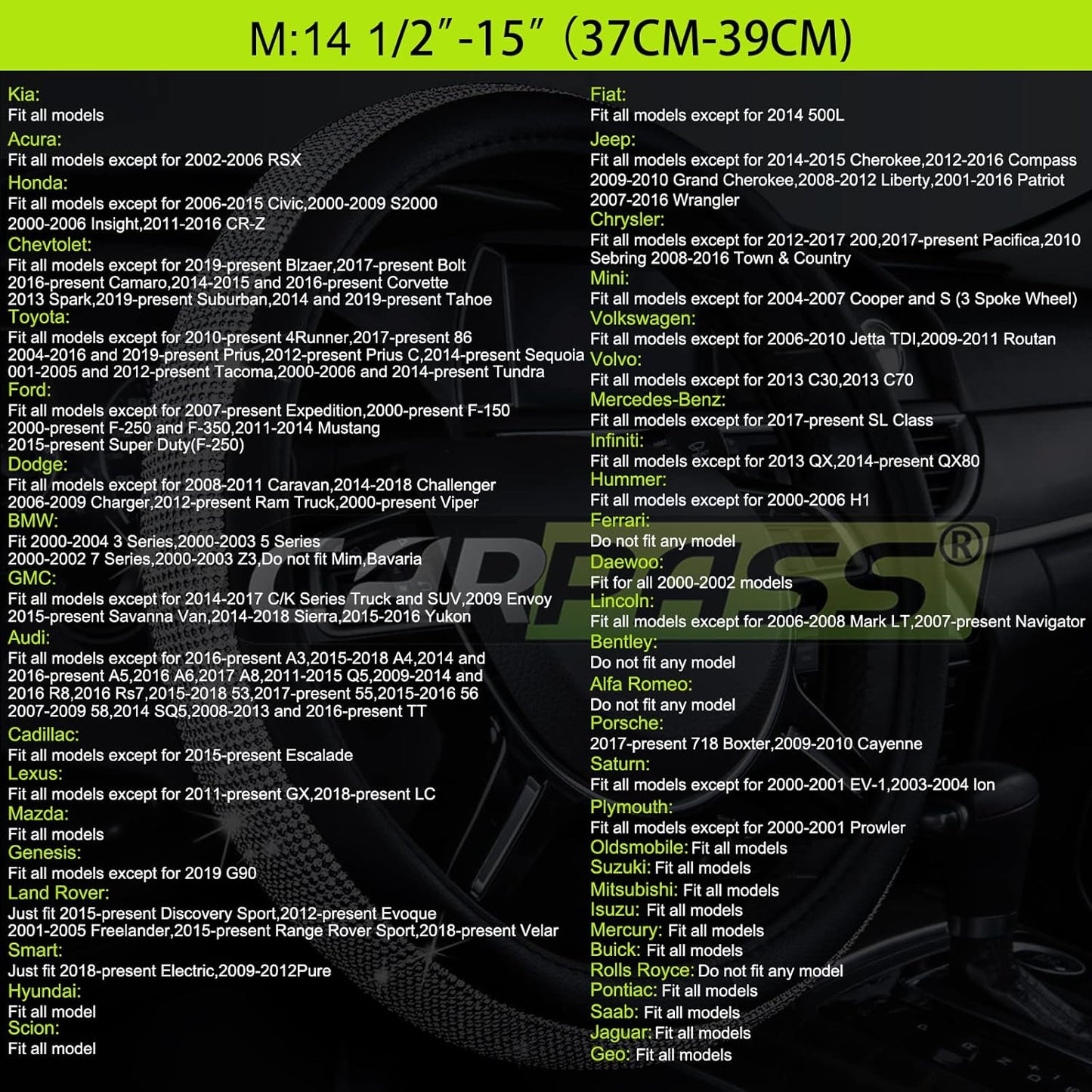 CAR PASS Rhombus Leather Universal Steering Wheel Cover, Fit for Suvs,Trucks,Cars,Sedans,Vans (Black&Red)