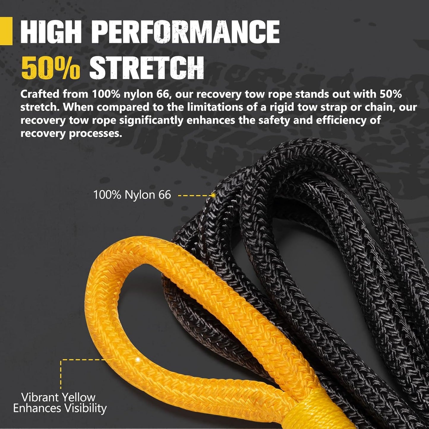 BUNKER INDUST 1"×30ft Kinetic Recovery Rope with 2 Soft Shackles Kit, Kinetic Recovery Tow Rope Snatch Strap Off Road Recovery Kit for UTV, ATV, Truck, Car, Jeep, Tractor