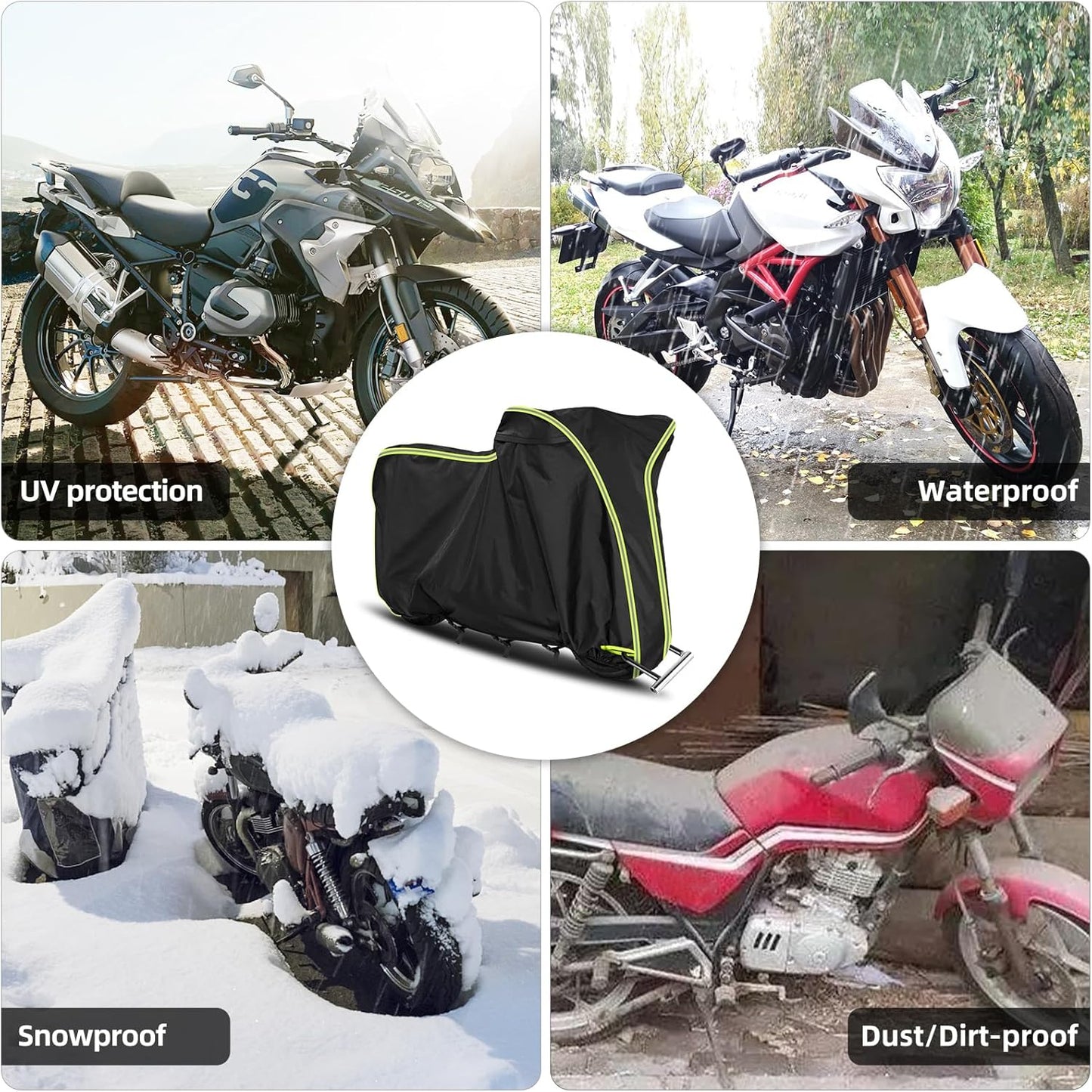 Waterproof Motorcycle Cover for Honda Grom MSX125/Navi/Monkey/2022 Benelli 135/2023 Grom, All Weather Outdoor Black Protective Cover with Reflective Strips,Vent Holes and Lock Holes