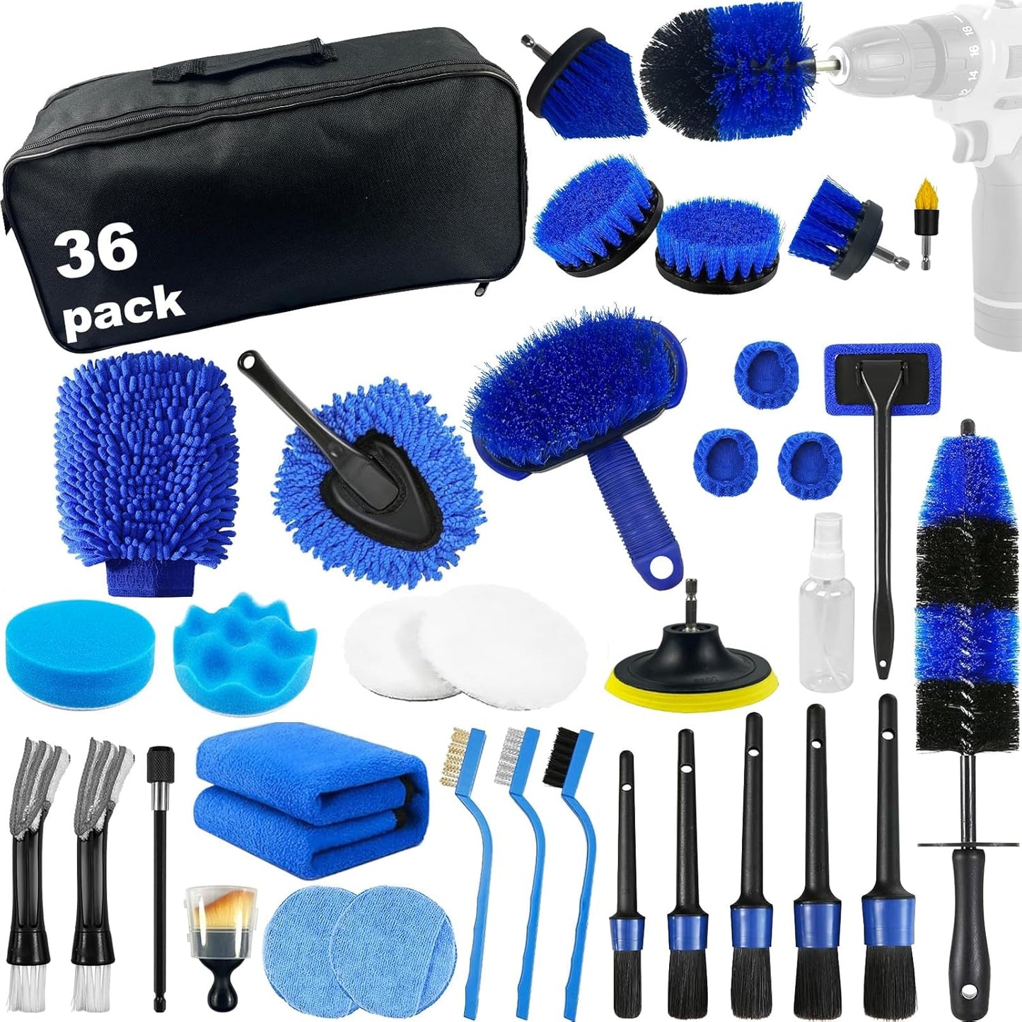 Car Detailing Kit,36pcs Car Detailing Brush Set,Car Cleaning Kit with Professional Car Detailing Brush Set,Auto Detailing Brush Set,Car Wash Kit,Car Detailing Kit Interior Exterior Wheels Cleaner