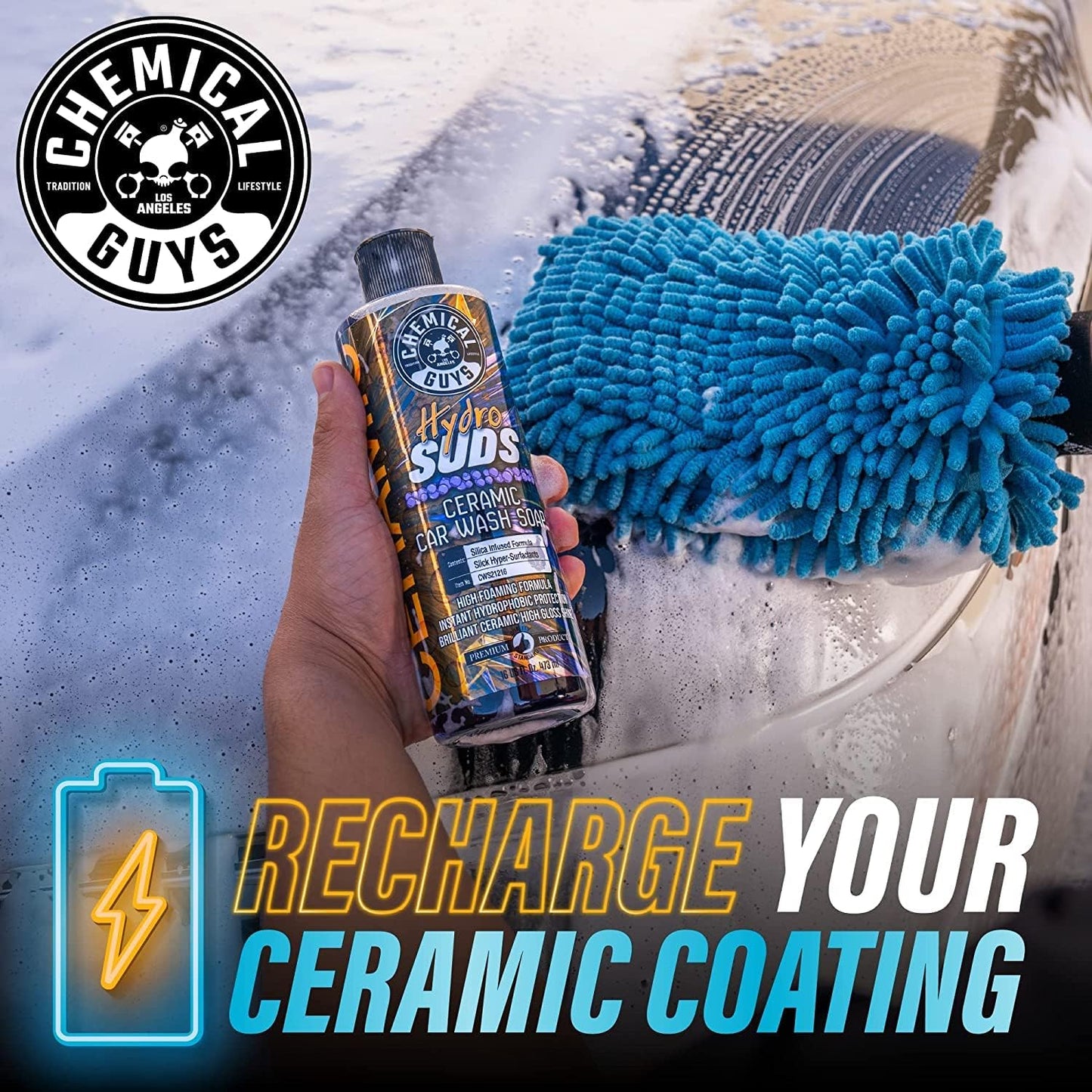 Chemical Guys CWS21216 HydroSuds Ceramic SiO2 Shine High Foaming Car Wash Soap (Works with Foam Cannons, Foam Guns or Bucket Washes) For Cars, Trucks, Motorcycles, RVs & More, 16 fl oz, Berry Scent
