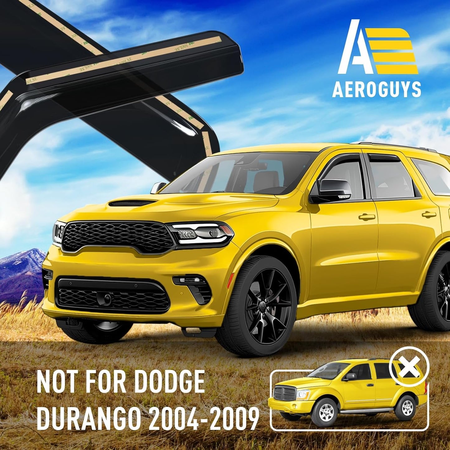 Extra Durable Window Deflectors in-Channel Window Visors Rain Guards Fit for Dodge Durango 2011-2025, Sun Visors, Wind Vent for Shades, Exterior Car Accessories - 4pcs. AG0274