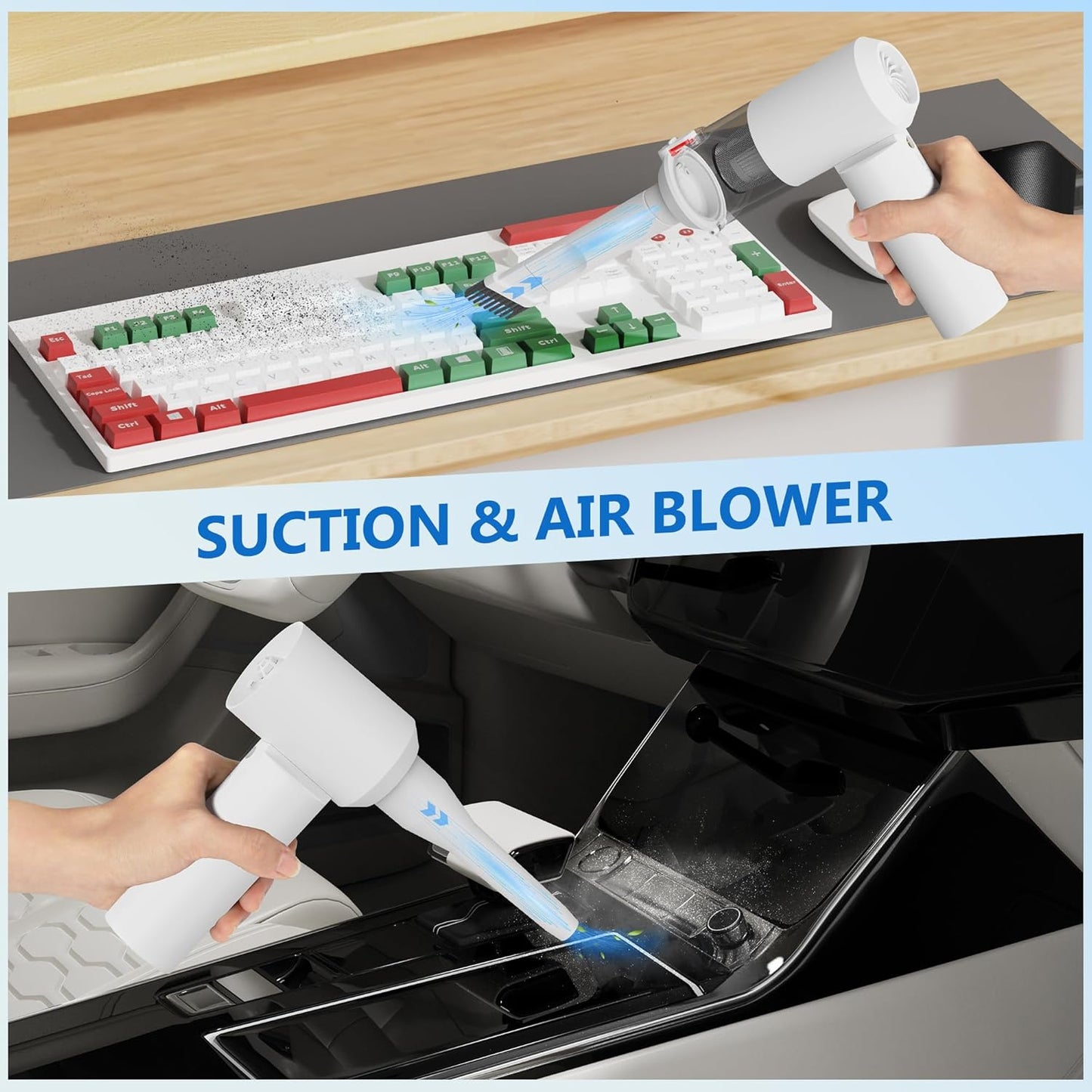 90° Foldable Mini Vacuum Cleaner, 4 in 1 Handheld Car Vacuum Portable Cordless 16000Pa Brushless Motor, Rechargeable Air Duster for Car, Home, Office, Pet