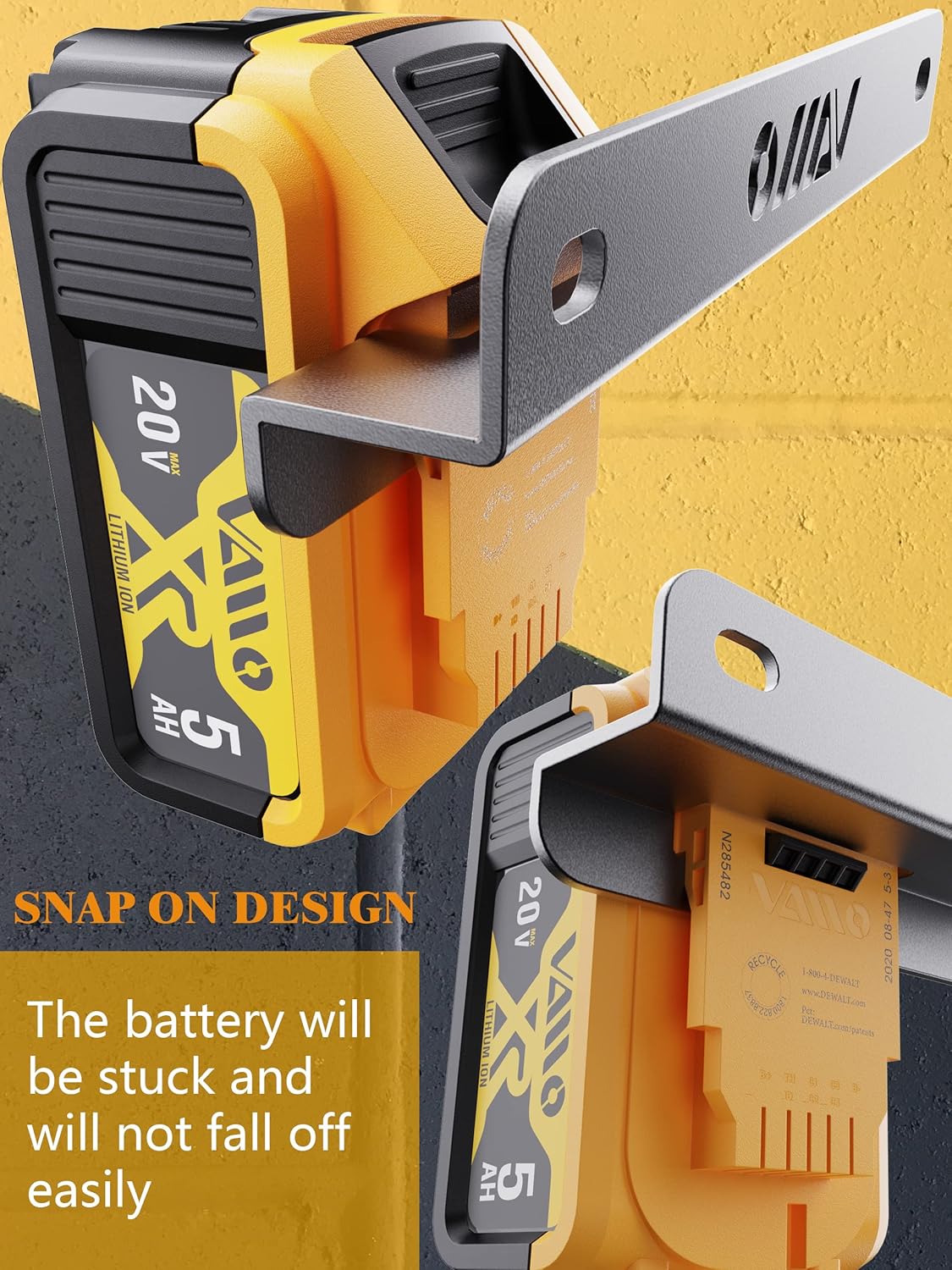 VAIIO Compatible DeWalt 20V 60V 12V Battery Rack Holder, Wrought Iron Heavy Duty Thickened Batteries Slots, Stealth Battery Wall Mount Organizer Garage Storage,Workshops,Shelves,Case New Battery Dock