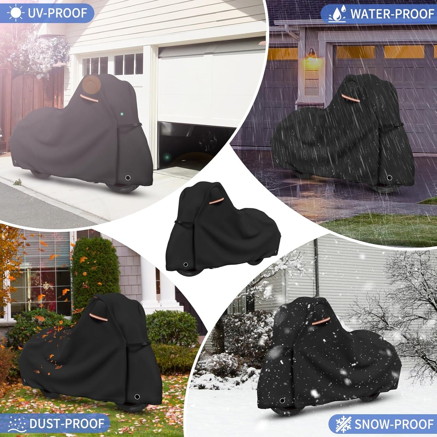 STARTWO Motorcycle Covers Waterproof Outdoor Storage Heavy Duty All Season Universal Vehicle Cover for Harley Davidson XTM 350, XTM 500, Nightster, Sportster and Most Motorcycles 86"x41"x50" Black