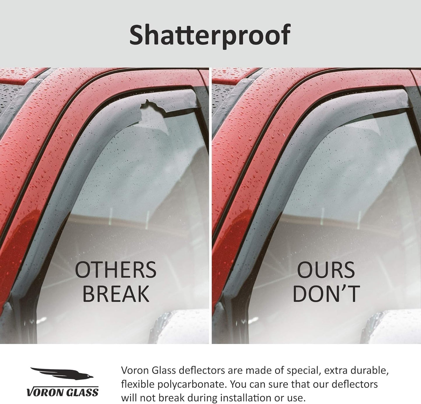 Voron Glass in-Channel Extra Durable Rain Guards for Ford Bronco Sport 2021-2025, Window Deflectors, Vent Window Visors, 4 Pieces - 200488