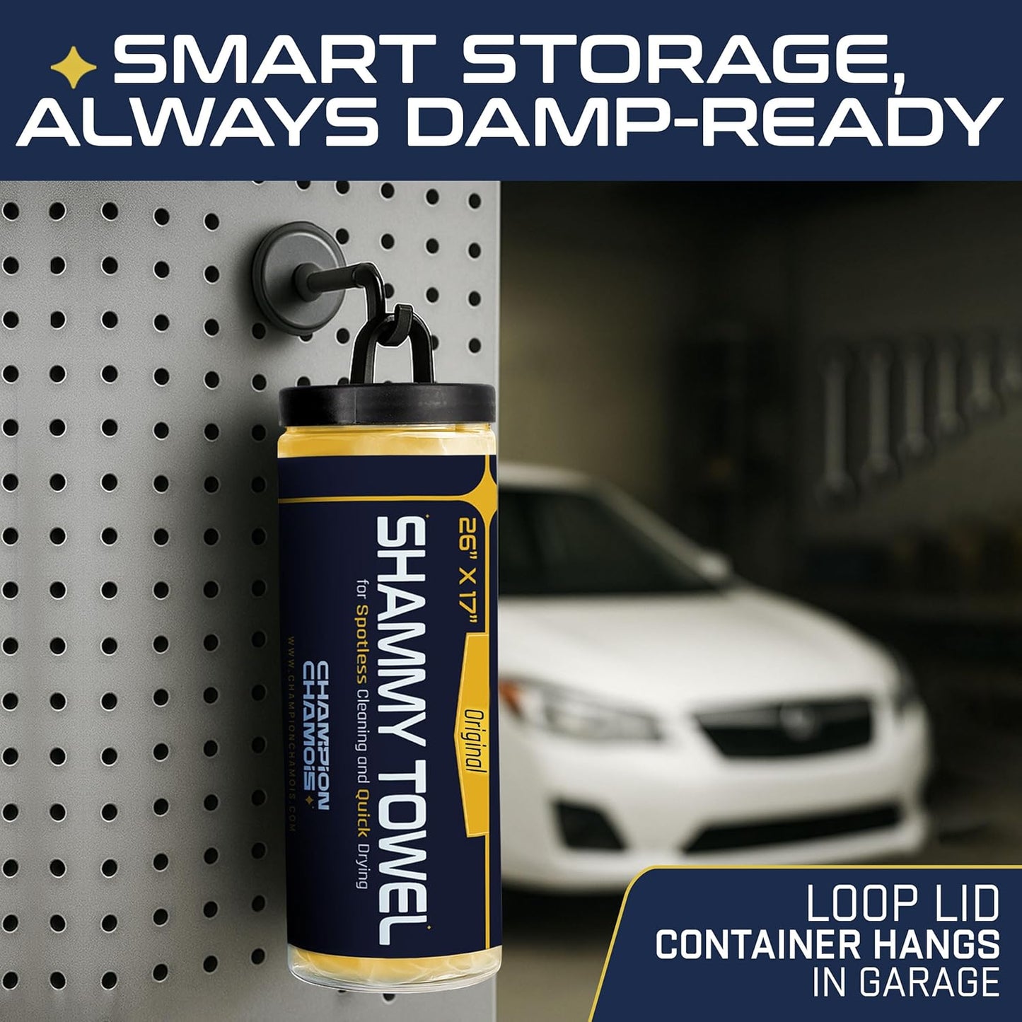 Premium Large Shammy Towel for Car - 2pk (26"x17") - Super Absorbent, Streak-Free, Lint-Free, Scratch-Free Cloth for Cars, Boats, Home - Long Lasting Synthetic Leather Chamois + Hanging Storage Tubes