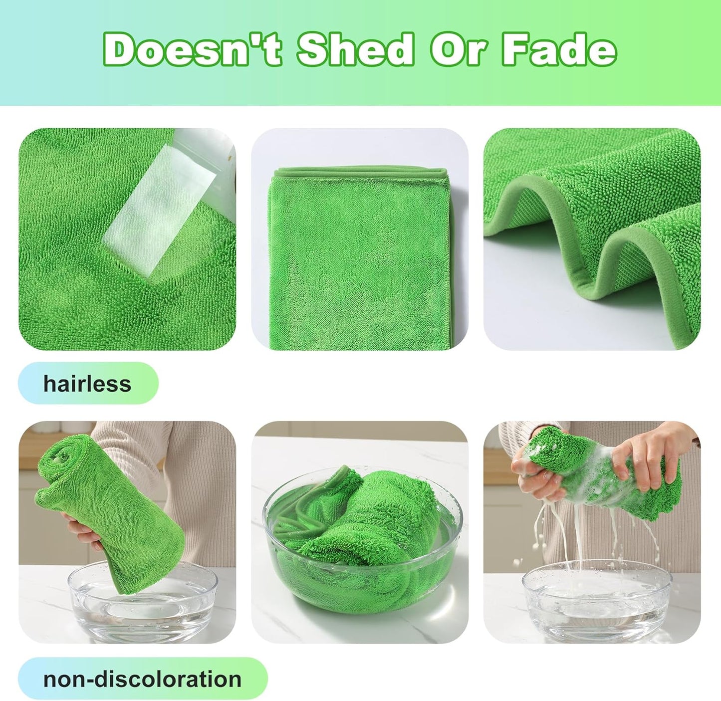 JOYMOOP Car Dry Towel, Quick Drying, Medium Size, Microfiber Cleaning Cloth, Green, 35.4 x 23.6 Inches, 3 Pack for Boates, RVs, SUVs, Trucks, Cars