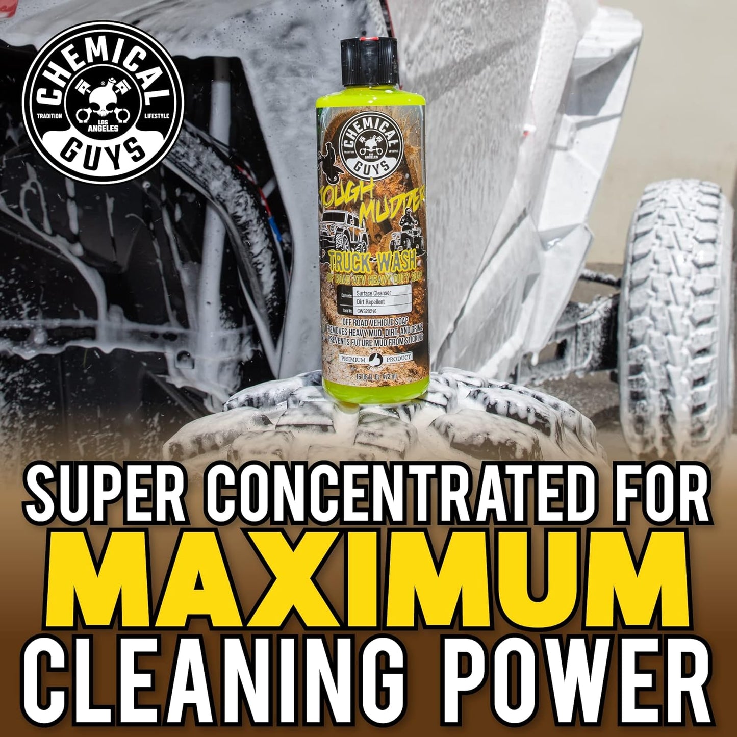 Chemical Guys CWS20264 Tough Mudder Foaming Truck, Off Road, ATV and RV Heavy Duty Wash Soap,(Works with Foam Cannons, Foam Guns or Bucket Washes), 64 fl oz (Half Gallon), Lemon Scent