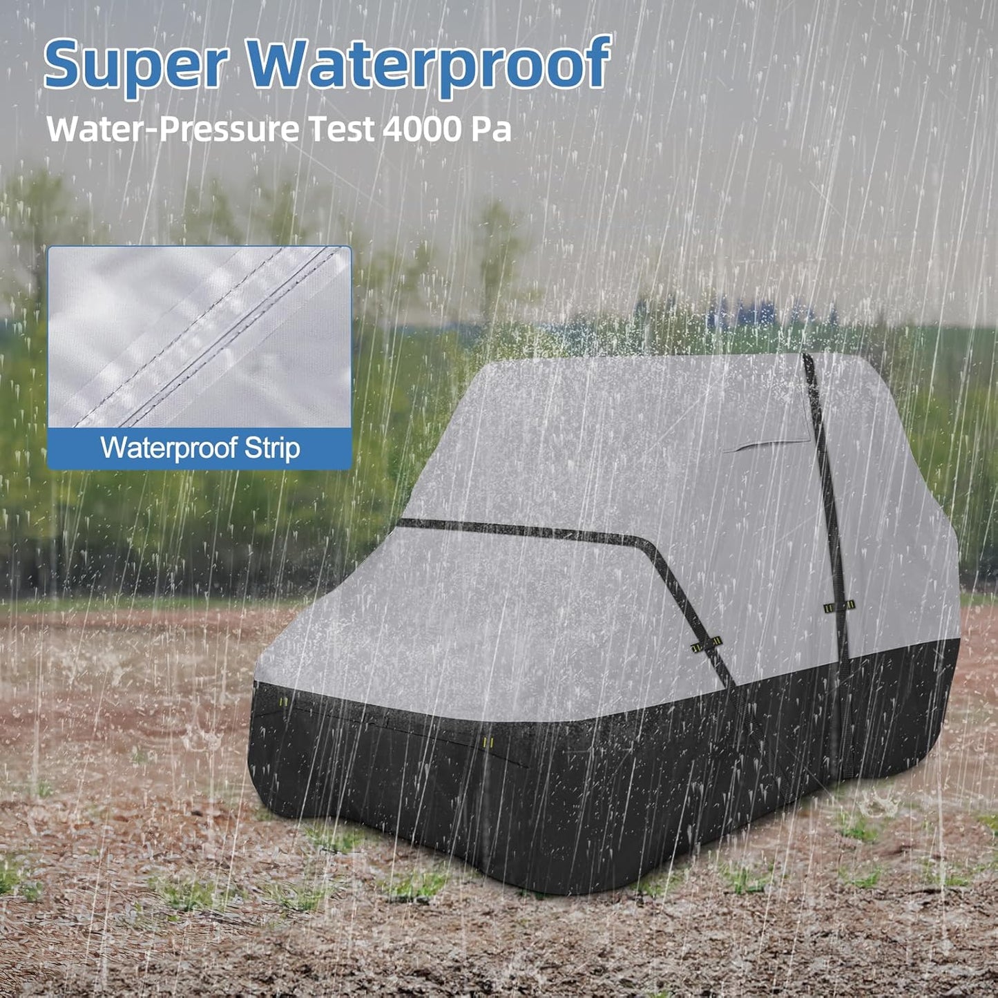 UTV Cover, Waterproof Side by Side Cover,2-3 Seaters Outdoor Storage Cover with Windproof Straps Compatible with Polaris, RZR, Honda, Can-Am, Yamaha 134" x70" x 75"