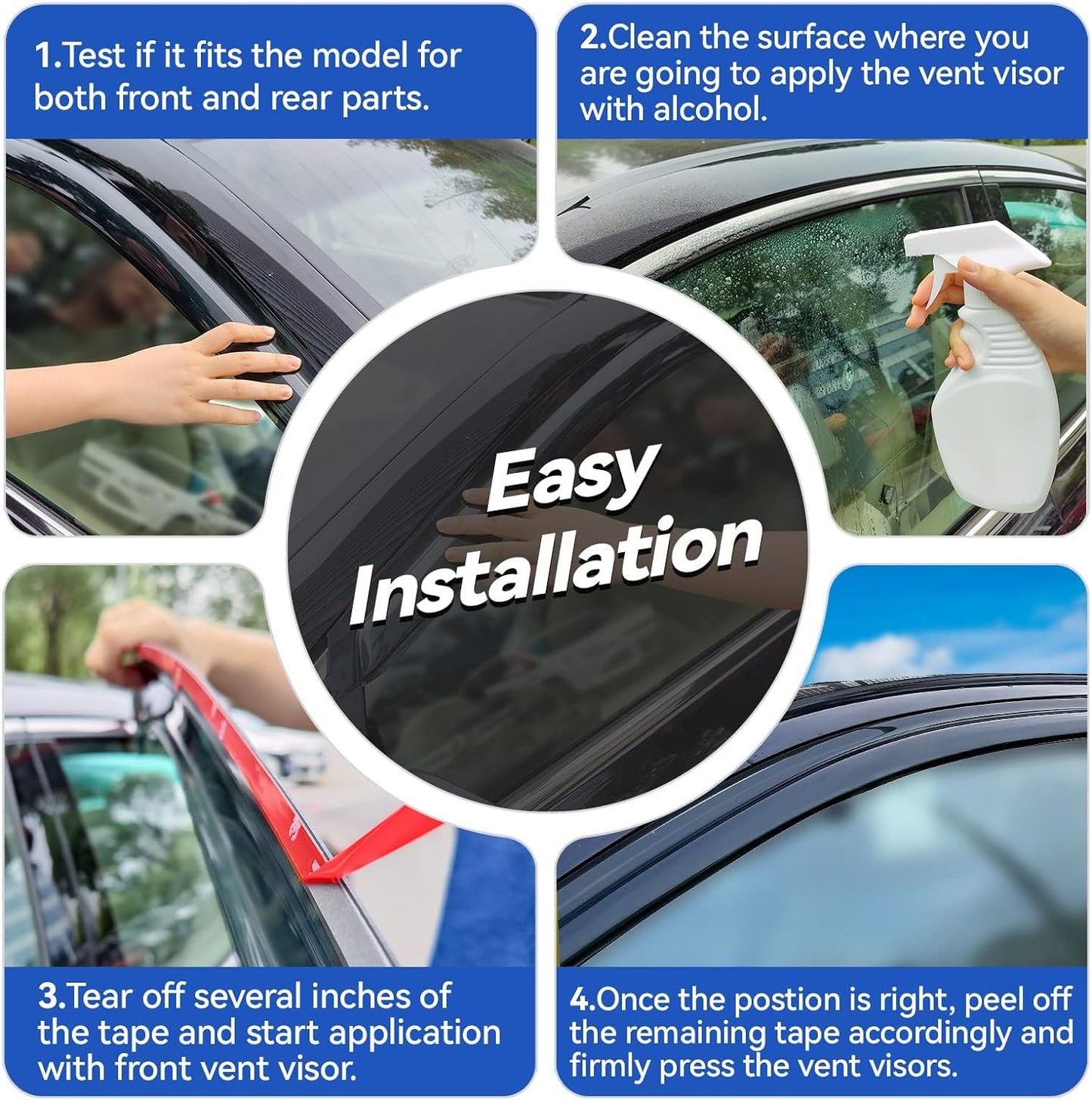 Window Visors Rain Guards for Honda Pilot 2016 2017 2018 2019 2020 2021 2022, Out-Channel Window Vent Wind Deflectors Visors Shades for 16-22 Pilot (Excludes Touring Models)