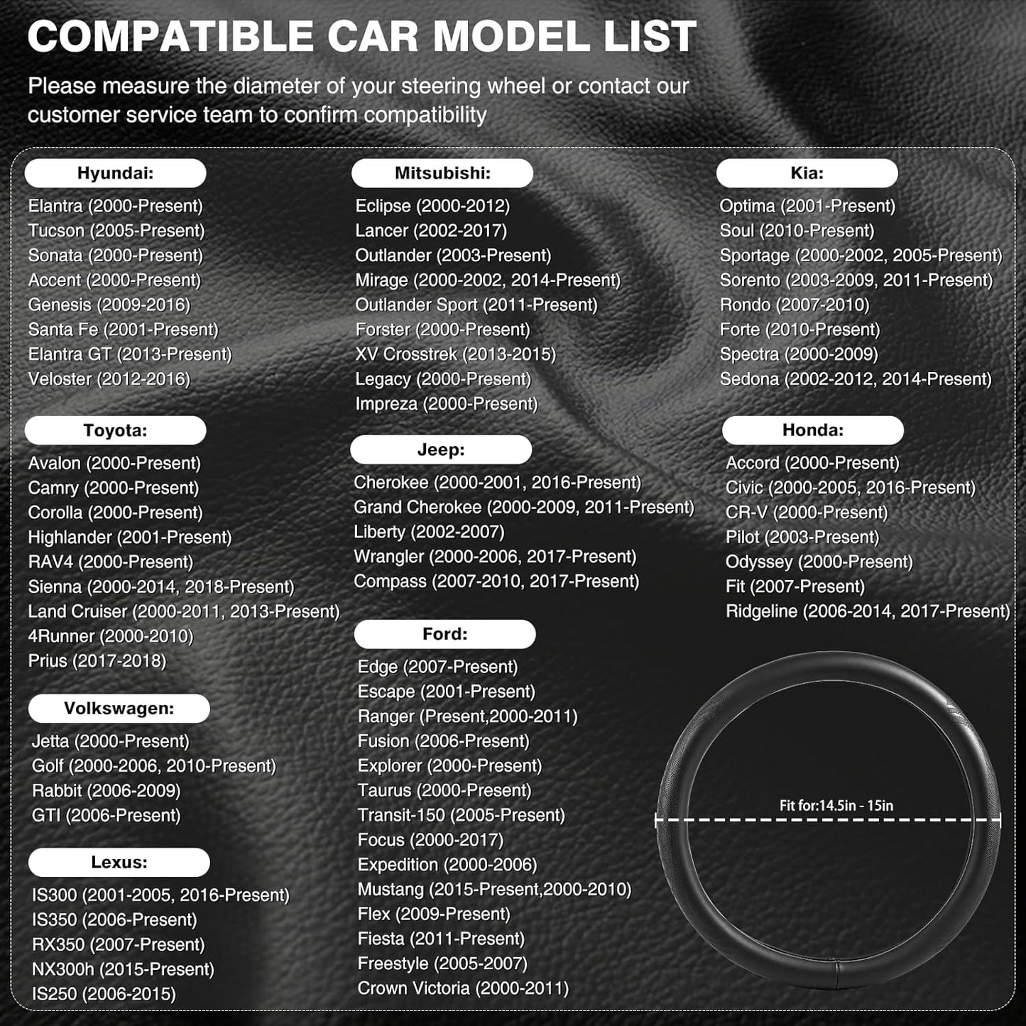 【2025 Model】 High-Grade Real Cowhide Steering Wheel Cover for Men Women，Wine Red Genuine Leather Steering Wheel Cover for Cars,Universal 14.5-15 inch Steering Wheels,Grid & Square Motif